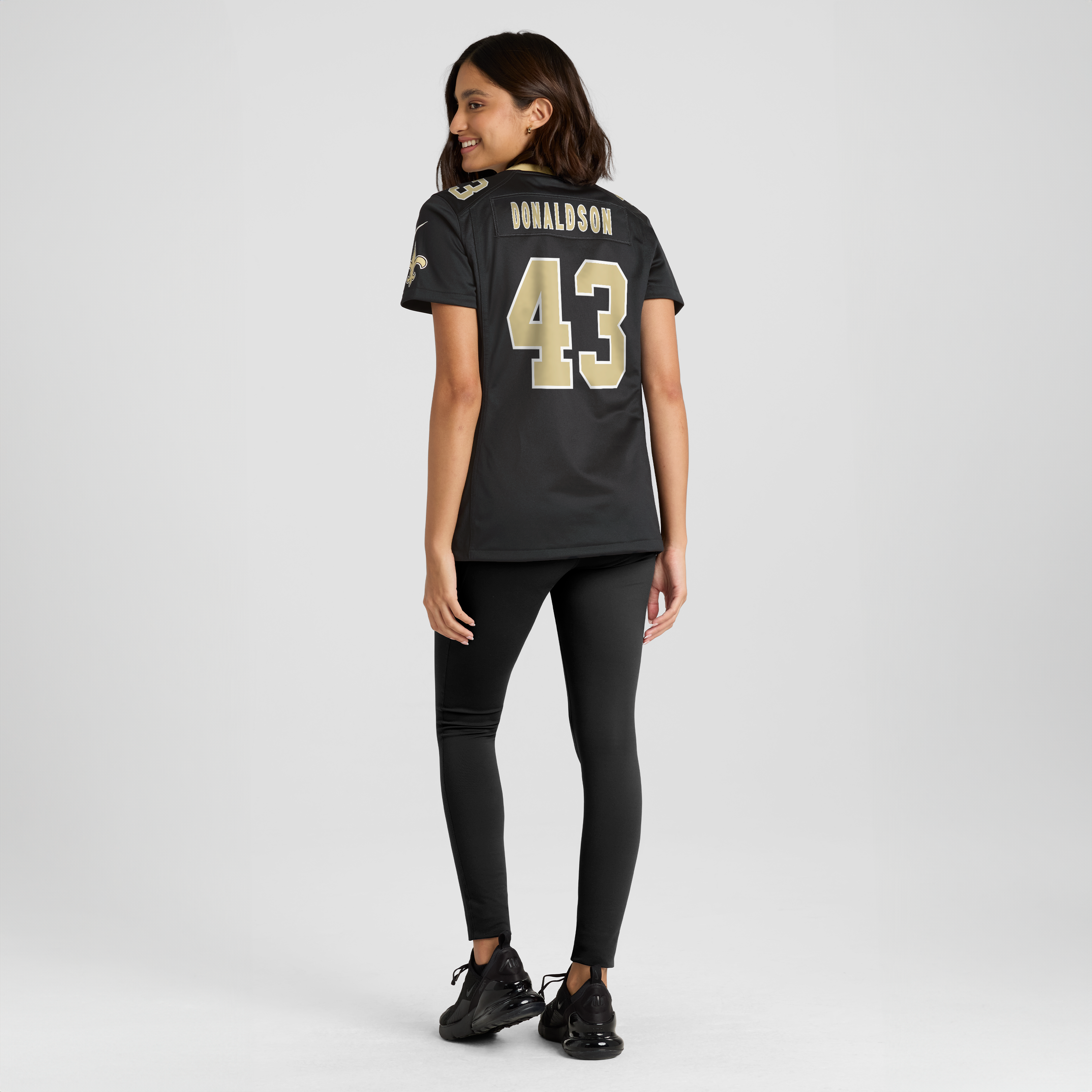 Maillot de match Nike CJ Donaldson noir pour femme, équipe des Saints la Nouvelle-Orléans