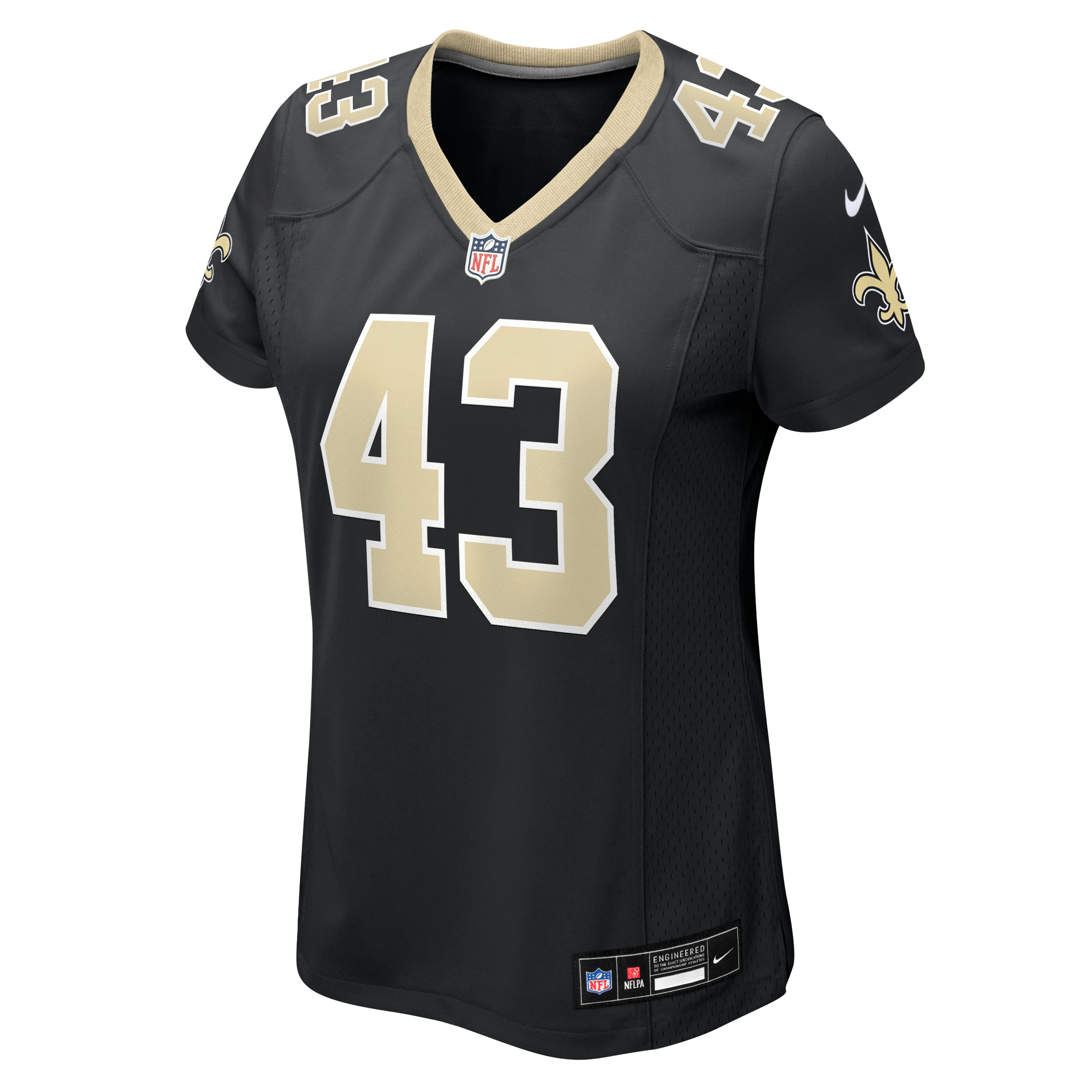 Maillot de match Nike CJ Donaldson noir pour femme, équipe des Saints la Nouvelle-Orléans