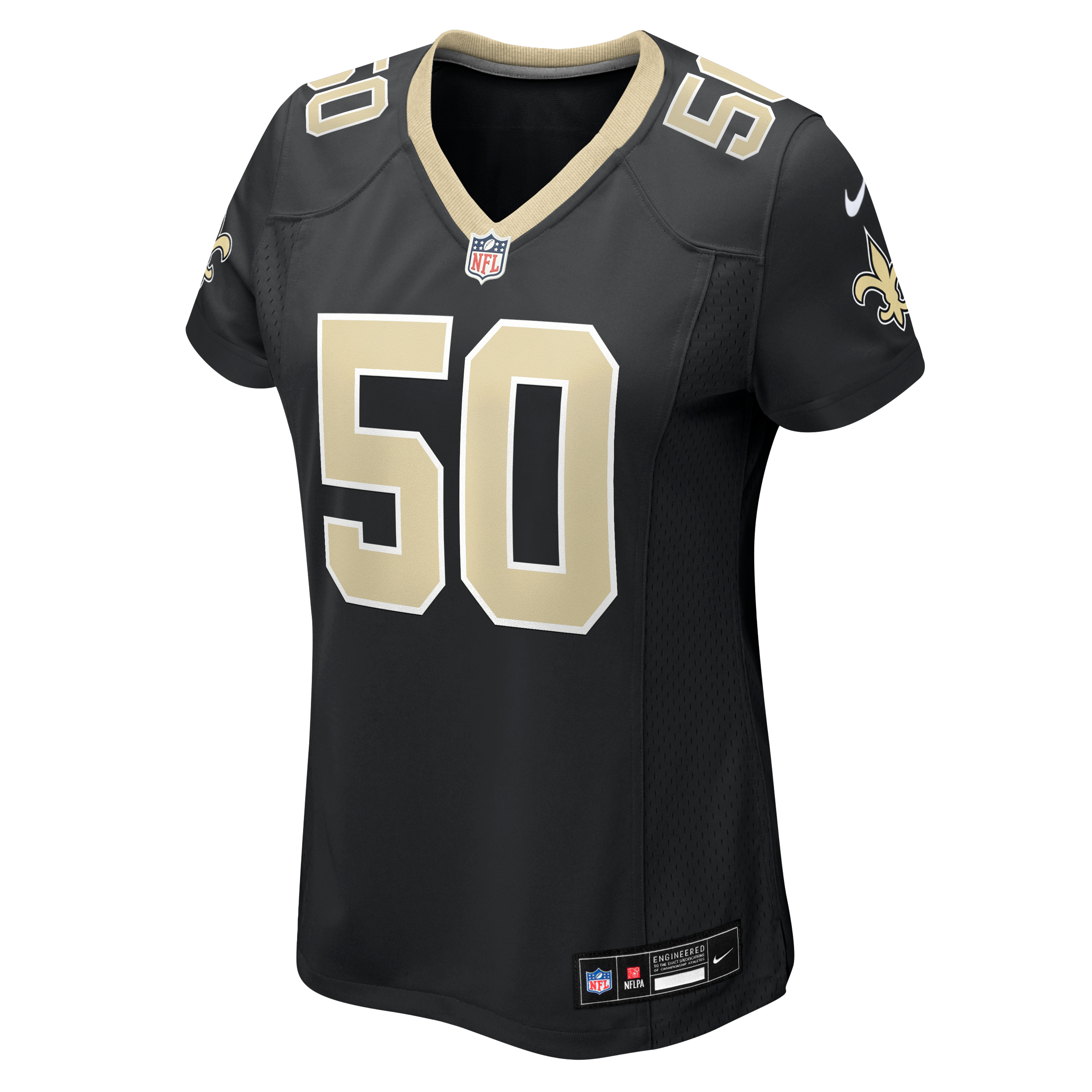 Maillot de match Nike Colby Wooden noir pour femme, équipe des Saints la Nouvelle-Orléans