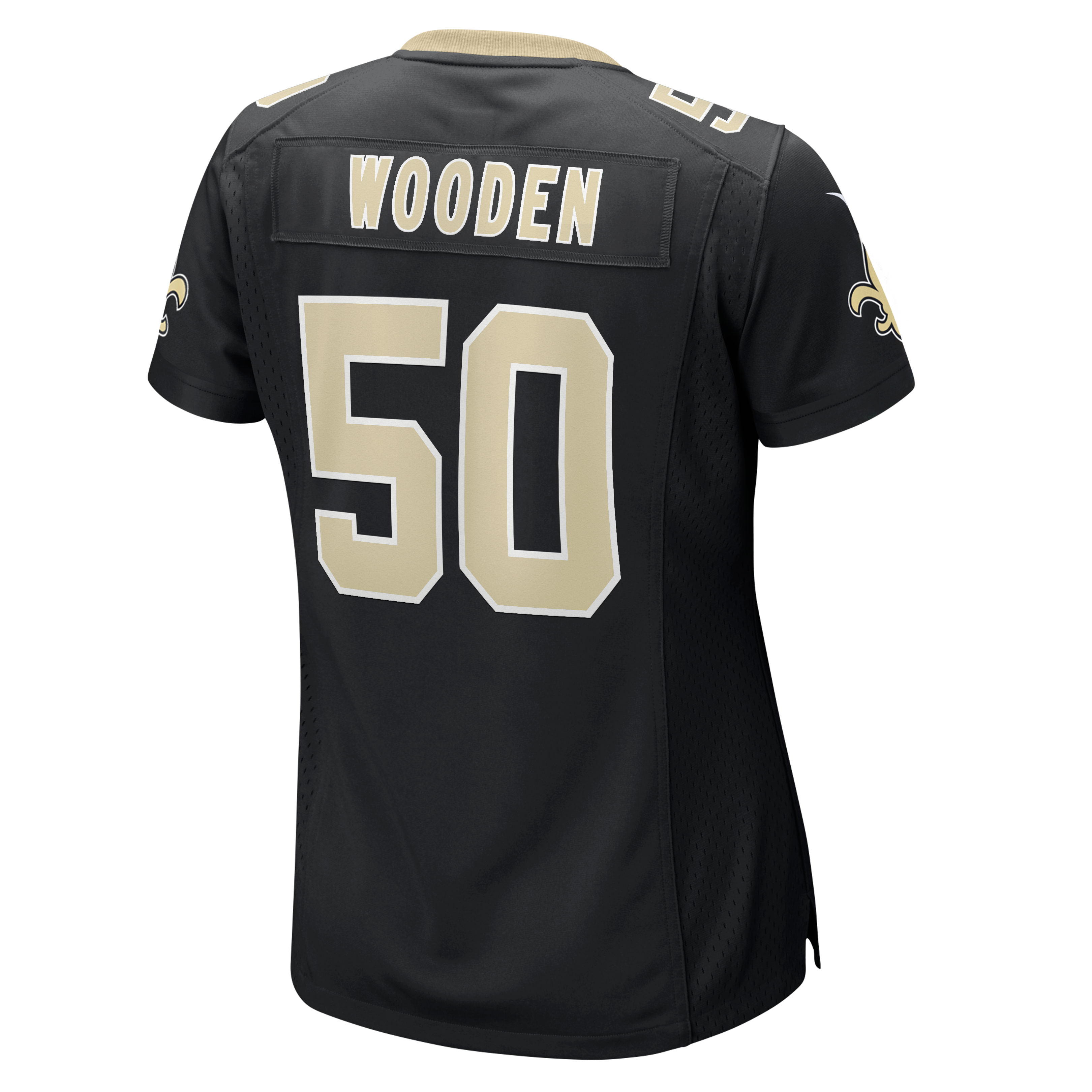 Maillot de match Nike Colby Wooden noir pour femme, équipe des Saints la Nouvelle-Orléans