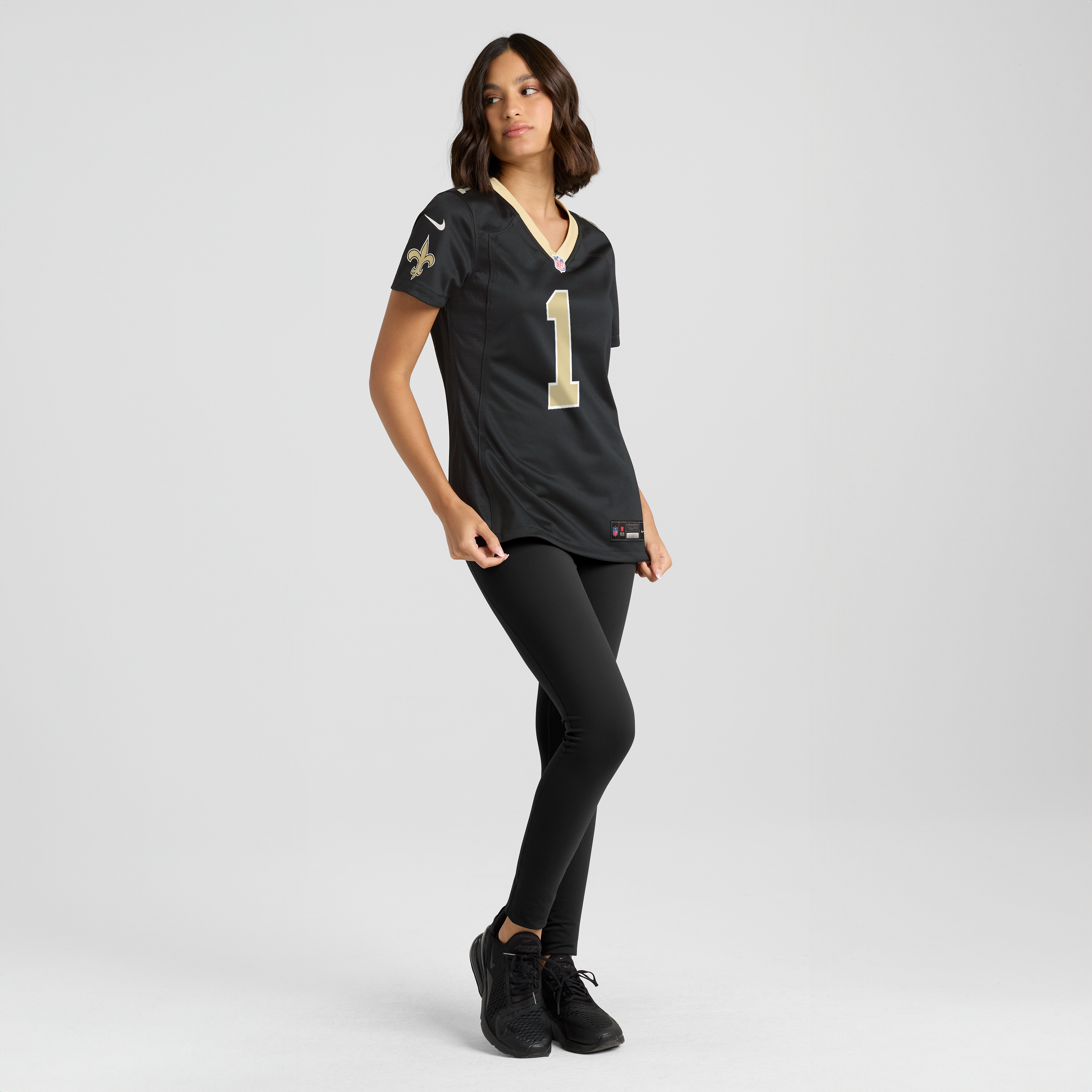 Maillot de match Nike Ga’Quincy McKinstry noir pour femme, New Orleans Saints