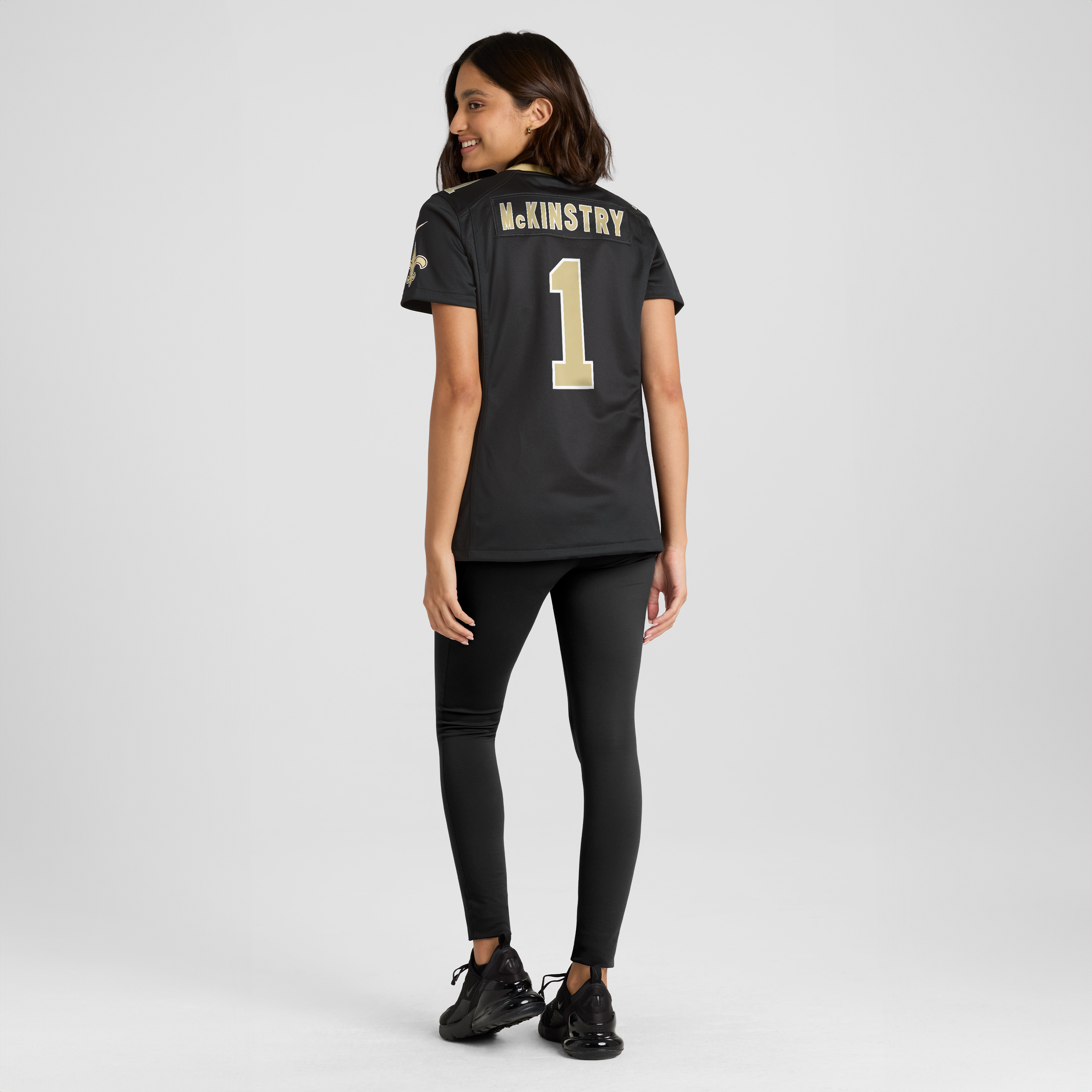 Maillot de match Nike Ga’Quincy McKinstry noir pour femme, New Orleans Saints