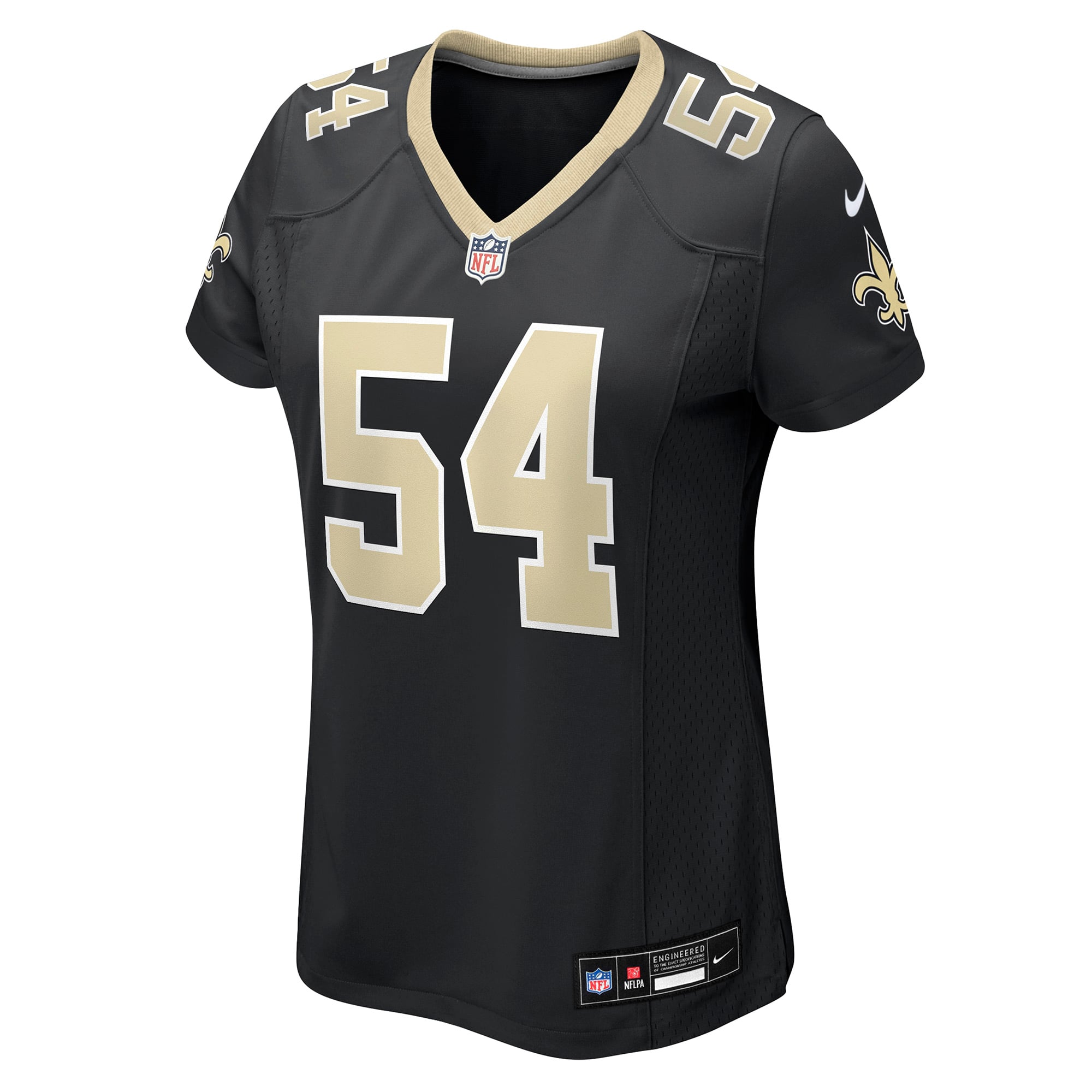 Maillot de match Nike Jonah Williams noir pour femme, équipe des Saints la Nouvelle-Orléans
