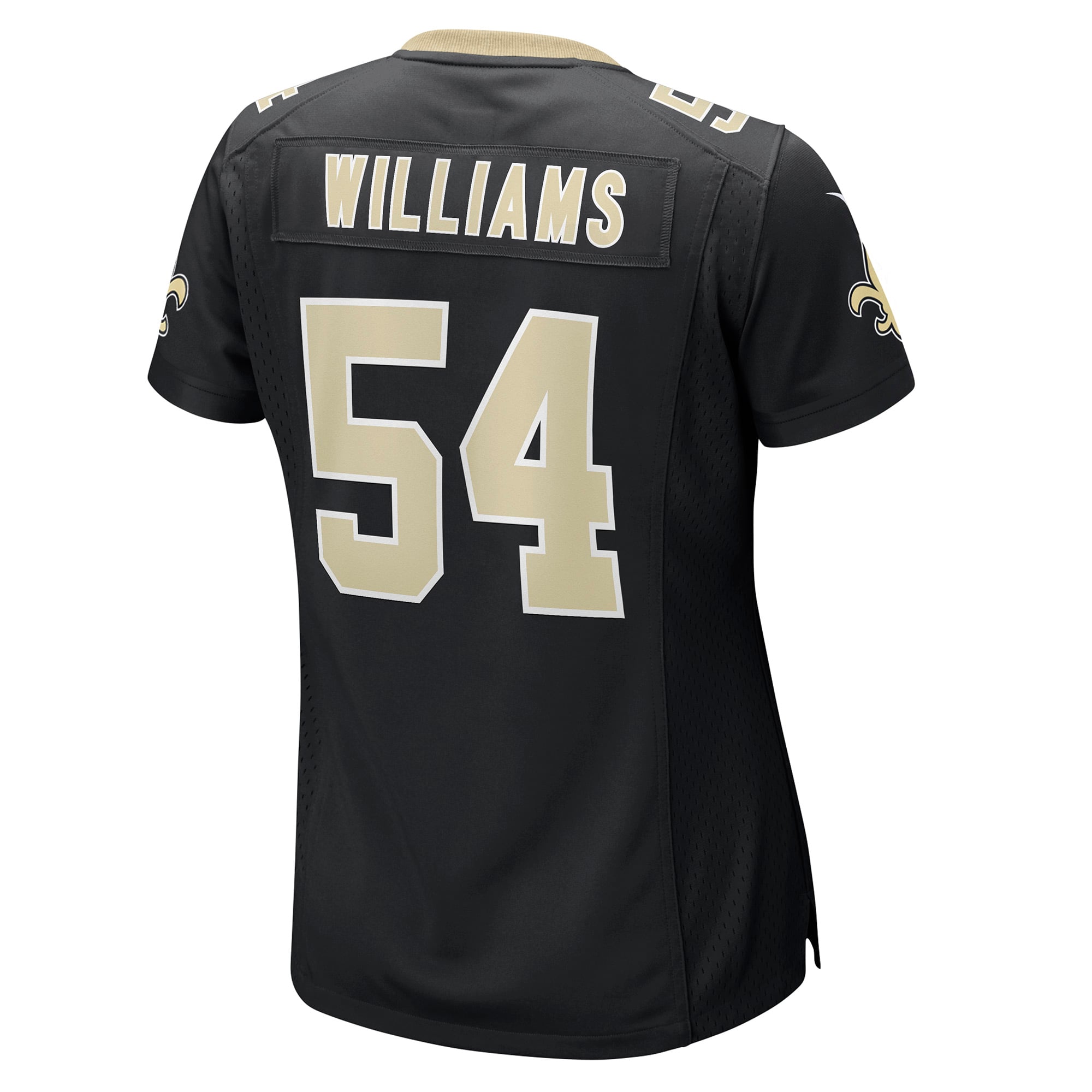 Maillot de match Nike Jonah Williams noir pour femme, équipe des Saints la Nouvelle-Orléans