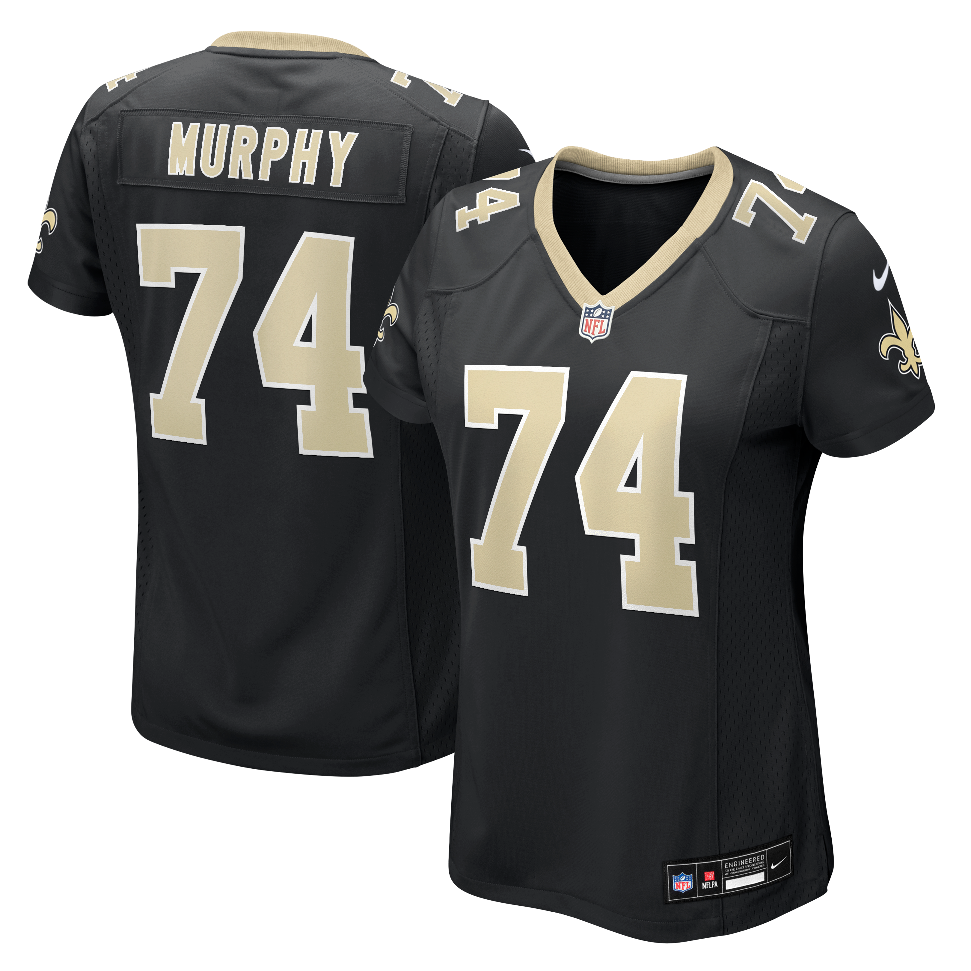 Maillot de match Nike Mason Murphy noir pour femme, équipe des Saints la Nouvelle-Orléans