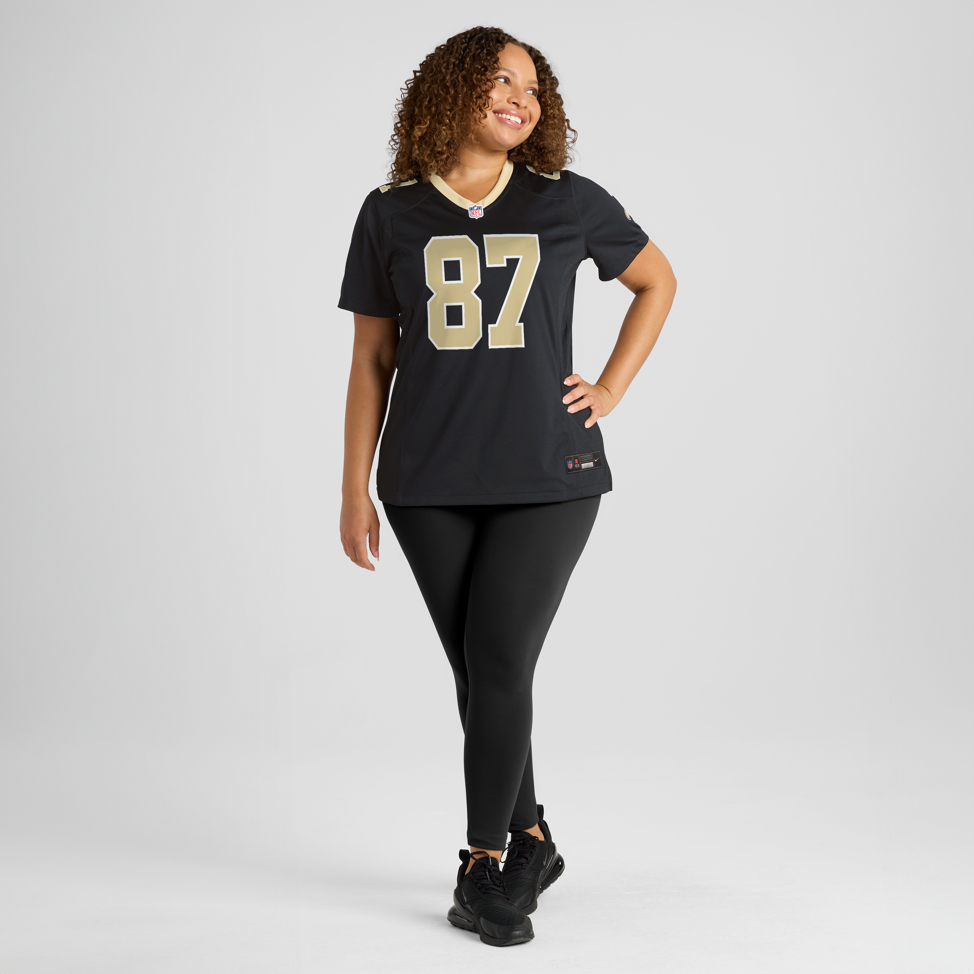 Maillot de match Nike Noah Fant noir pour femme, équipe des Saints la Nouvelle-Orléans