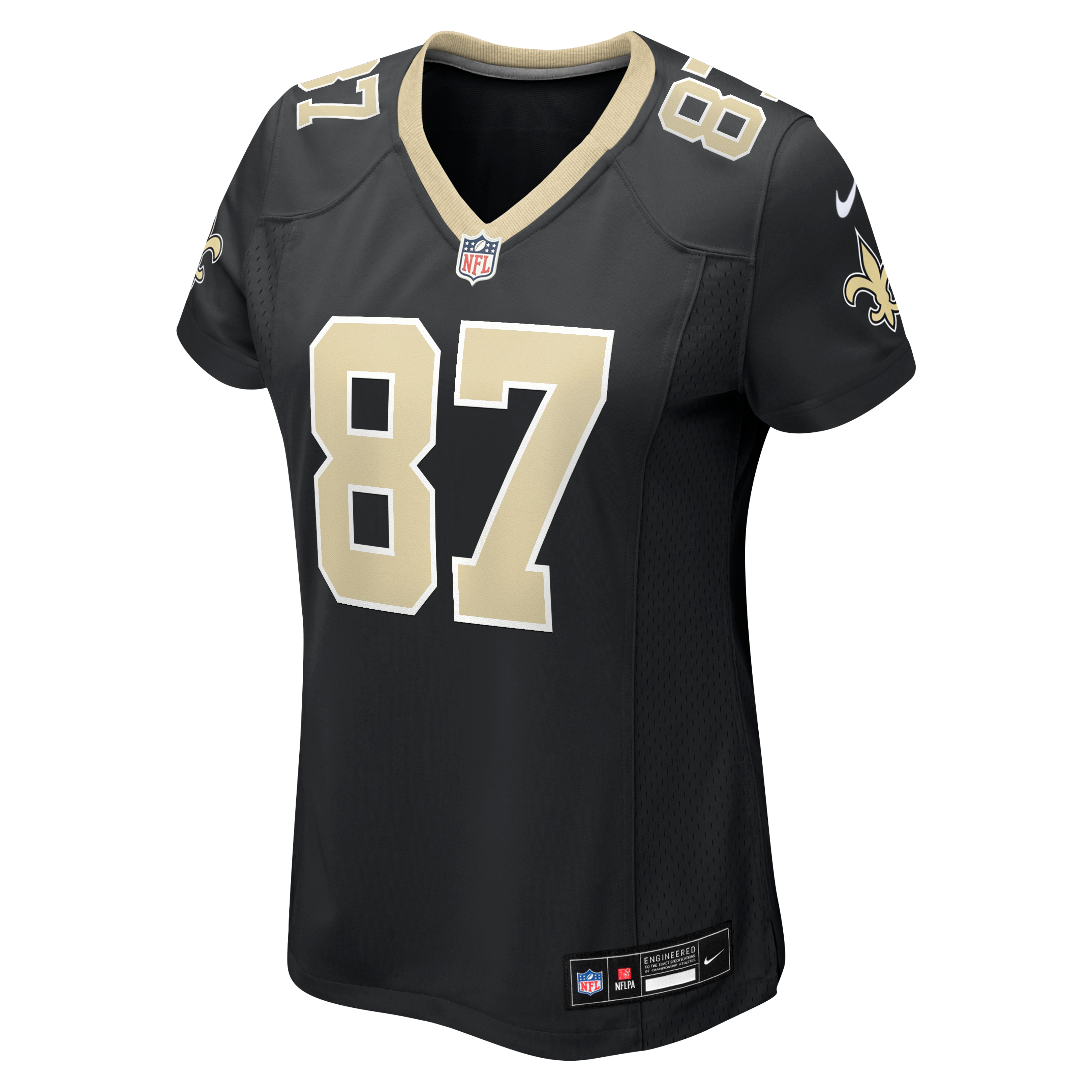 Maillot de match Nike Noah Fant noir pour femme, équipe des Saints la Nouvelle-Orléans