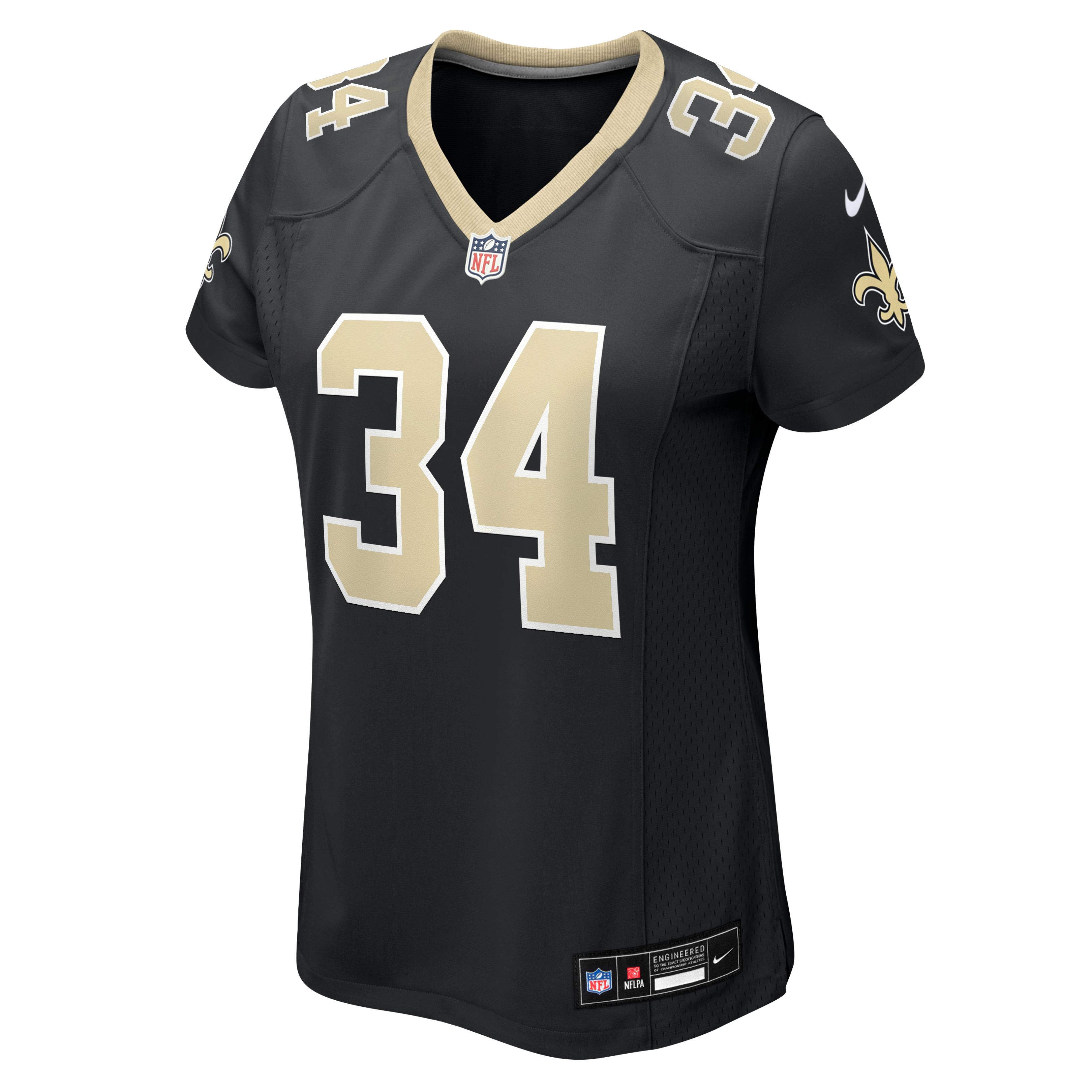 Maillot de match Nike TJ Hall noir pour femme, équipe des Saints la Nouvelle-Orléans