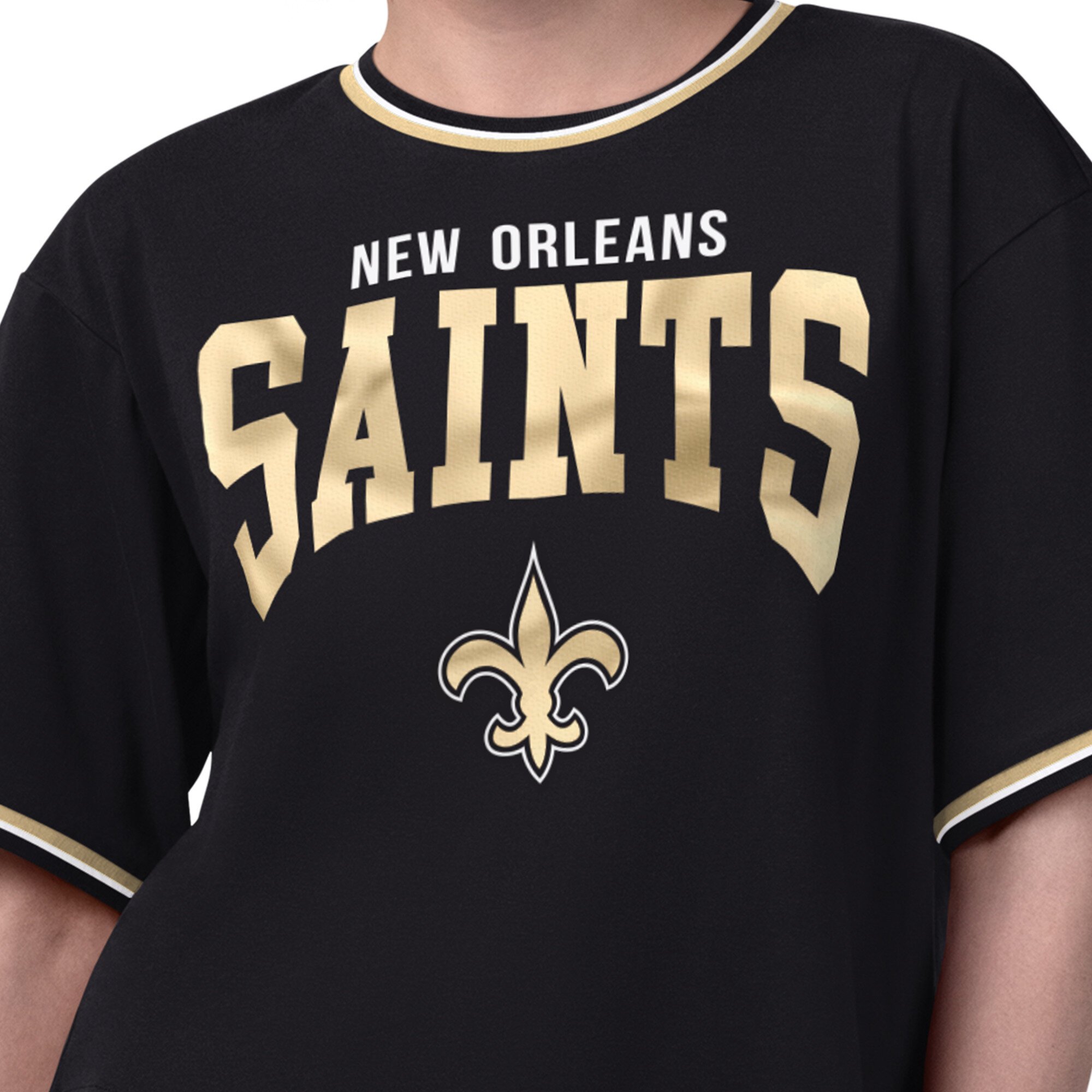T-shirt court noir Starter pour femmes, motif New Orleans Saints Ace