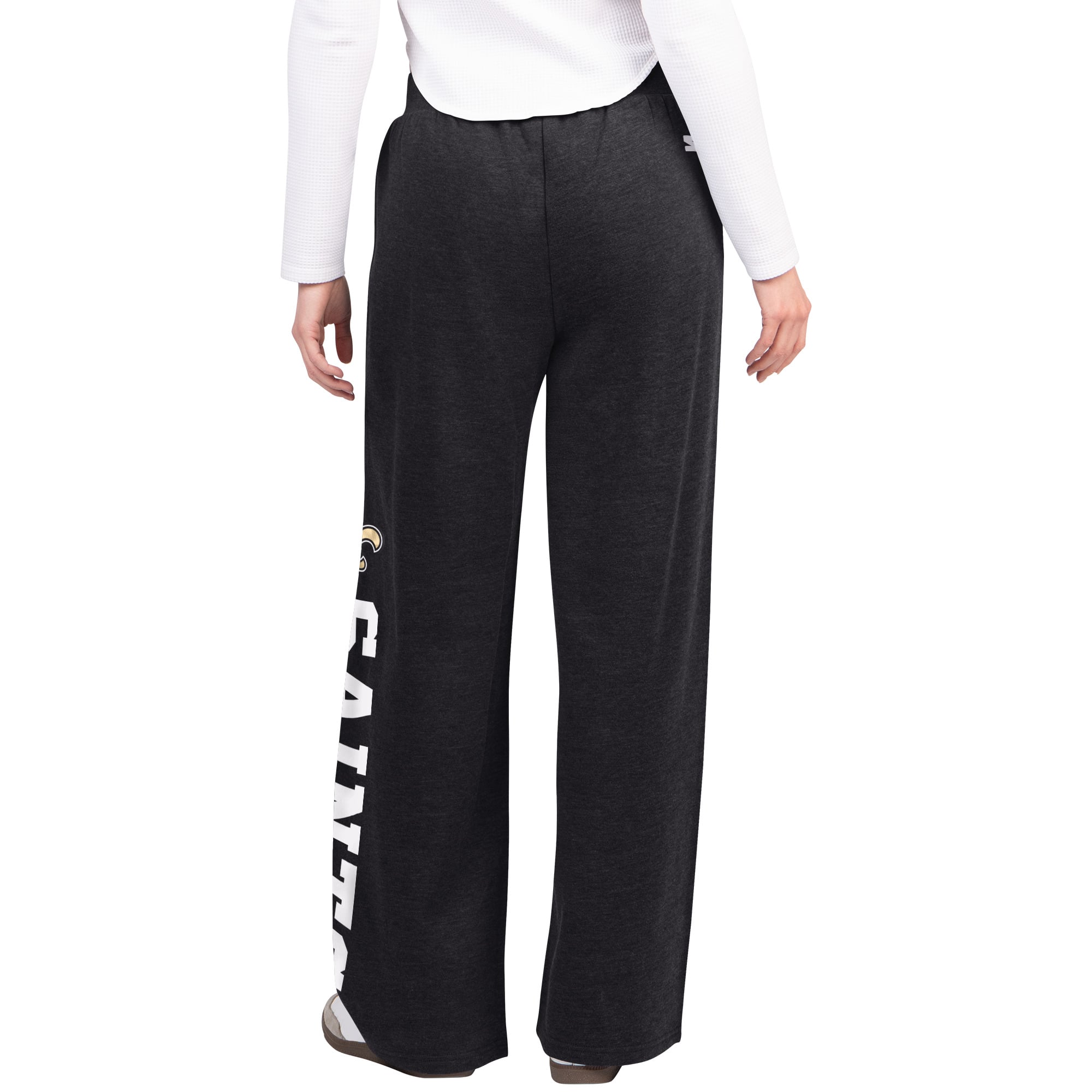Women's Starter Black New Orleans Saints Field Wide Leg Sweatpants