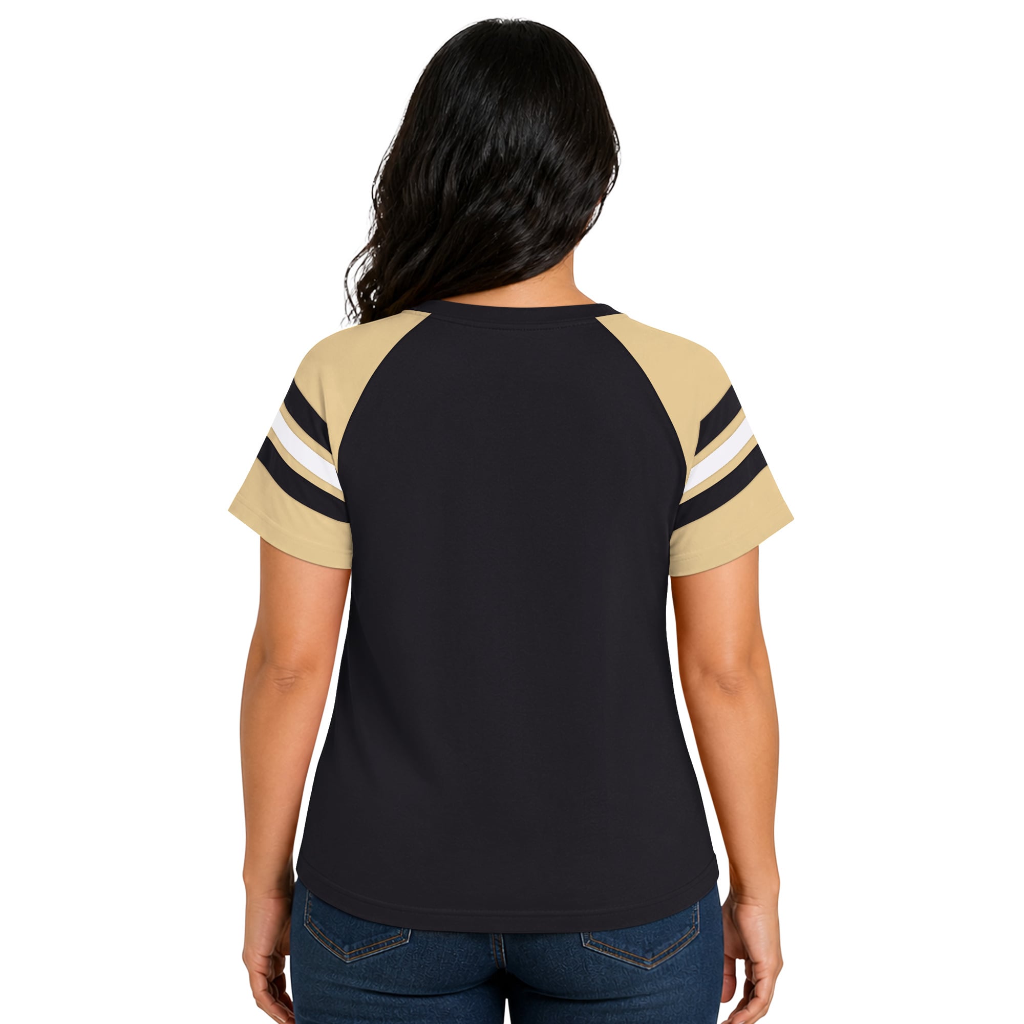 T-shirt raglan Starter noir pour femme, grandes tailles, New Orleans Saints, Game On, col cranté