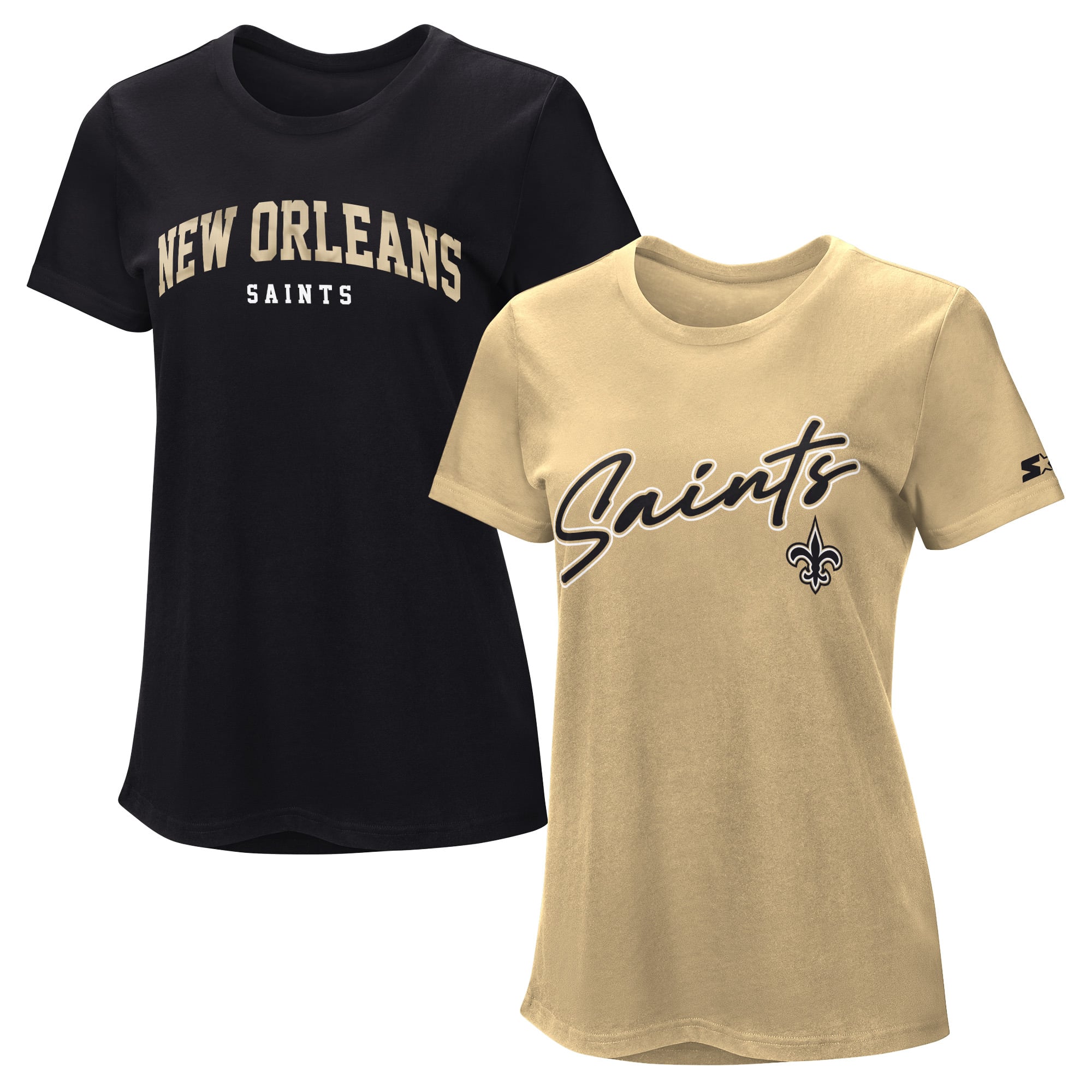 Pack de t-shirts Starter noir/or Vegas pour femmes des Saints la Nouvelle-Orléans