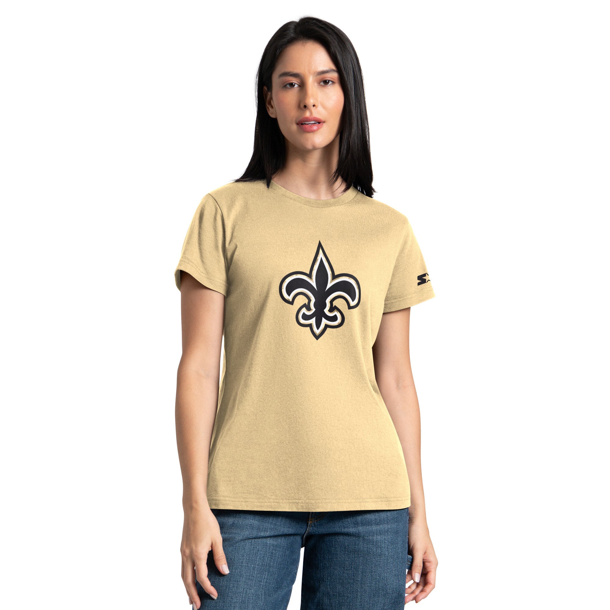 Pack sweat à capuche et t-shirt Starter Vegas or/noir pour femme, New Orleans Saints