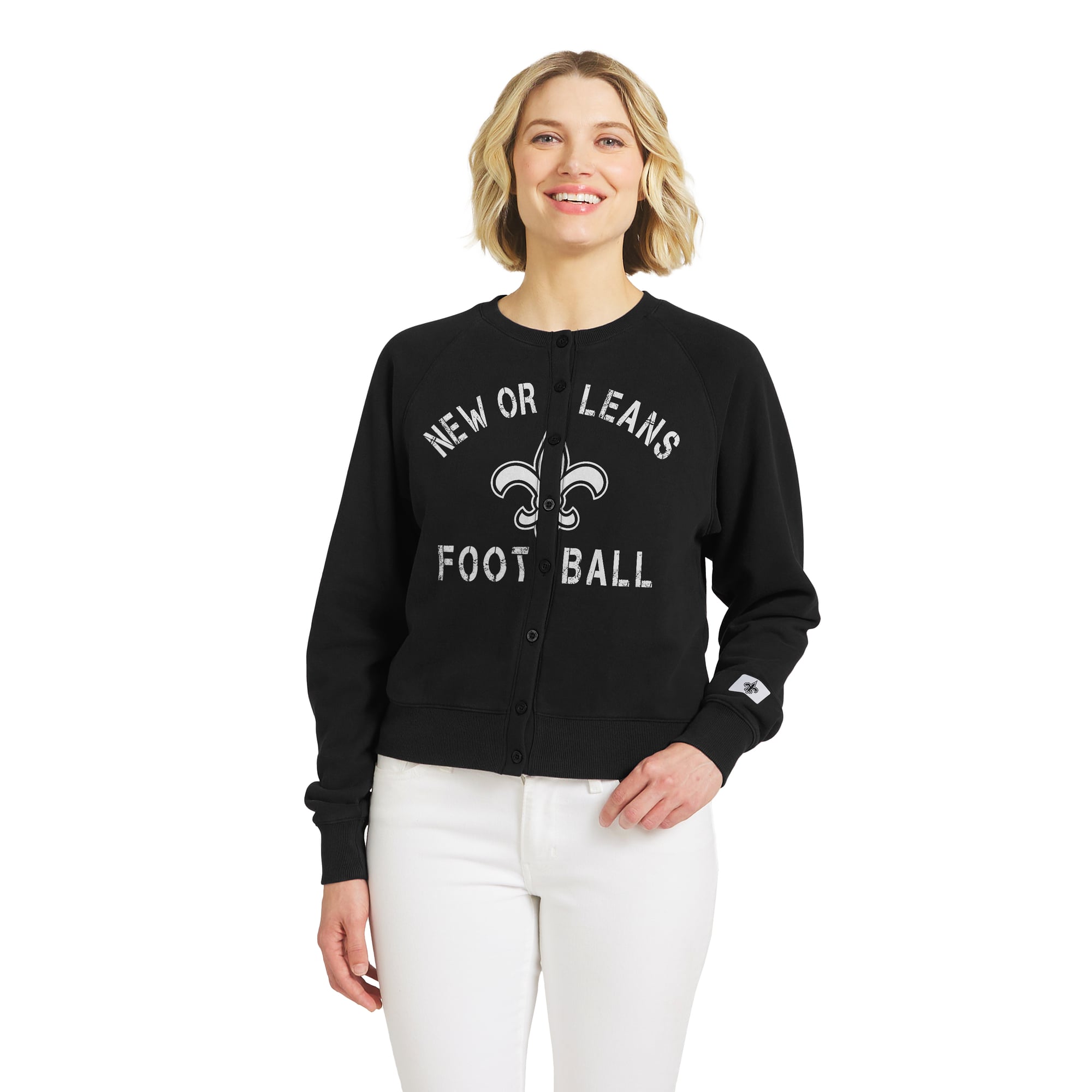 Gilet cardigan noir chiné New Orleans Saints pour femme de la marque WEAR by Erin Andrews