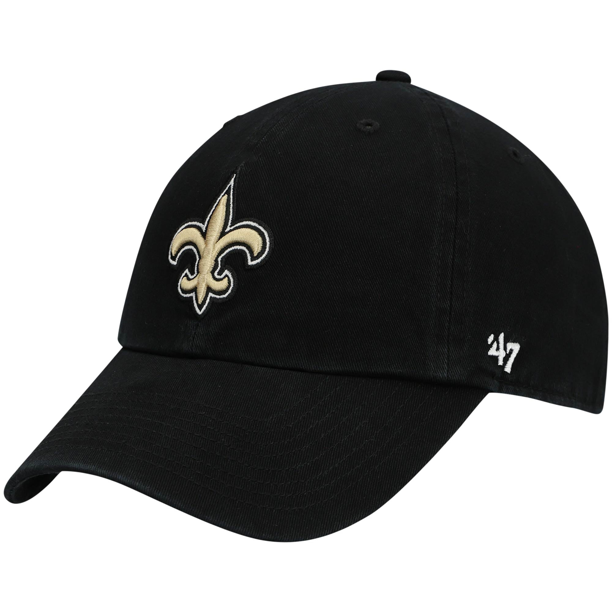 Youth '47 Black New Orleans Saints Logo Clean Up Adjustable Hat