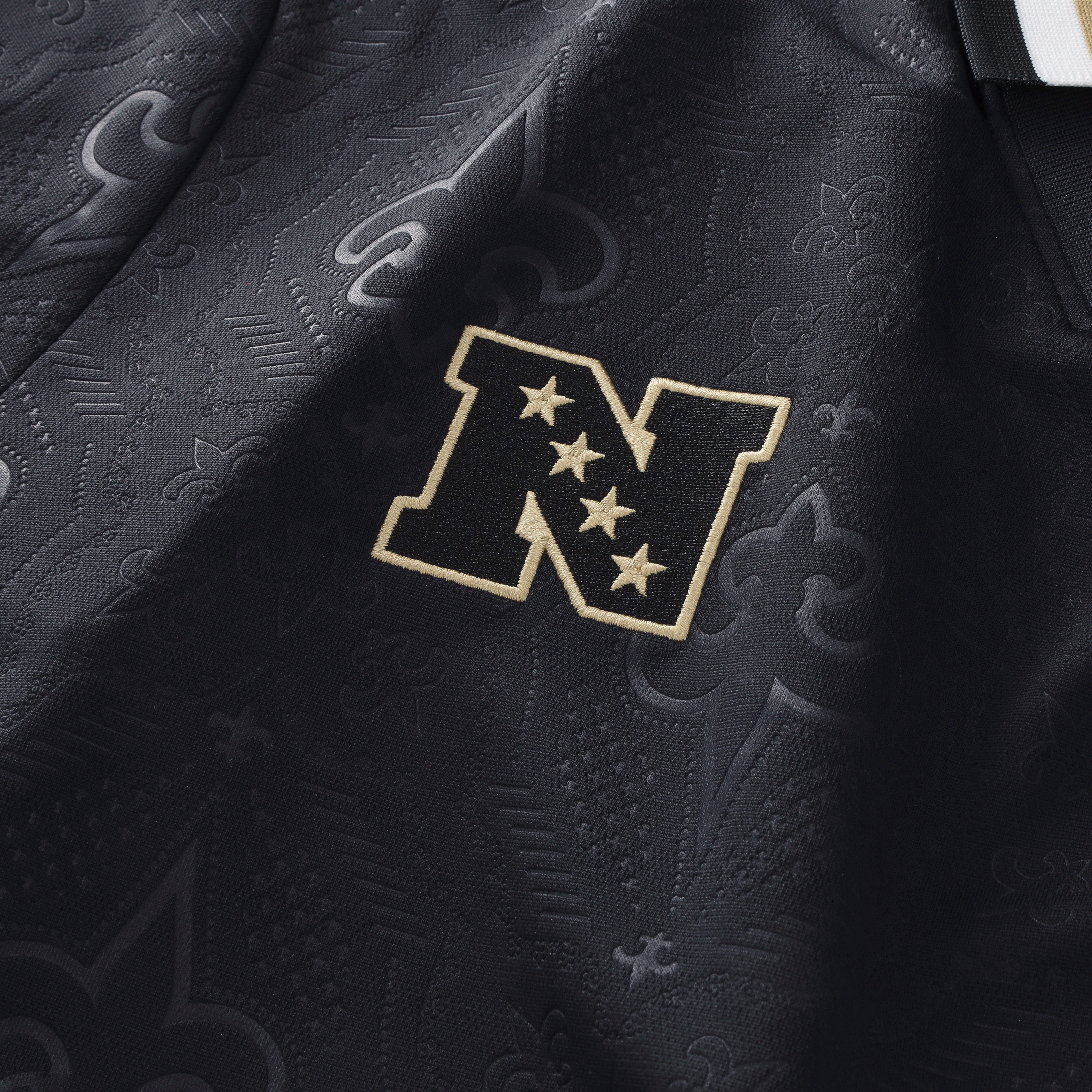 T-shirt de supporter Youth Fanatics noir New Orleans Saints à col en football.