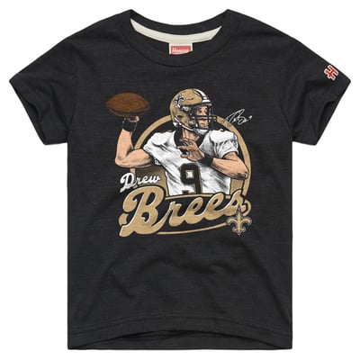 Drew Brees New Orleans Saints Homage Youth Player Graphic Tri-Blend T-Shirt - Charcoal