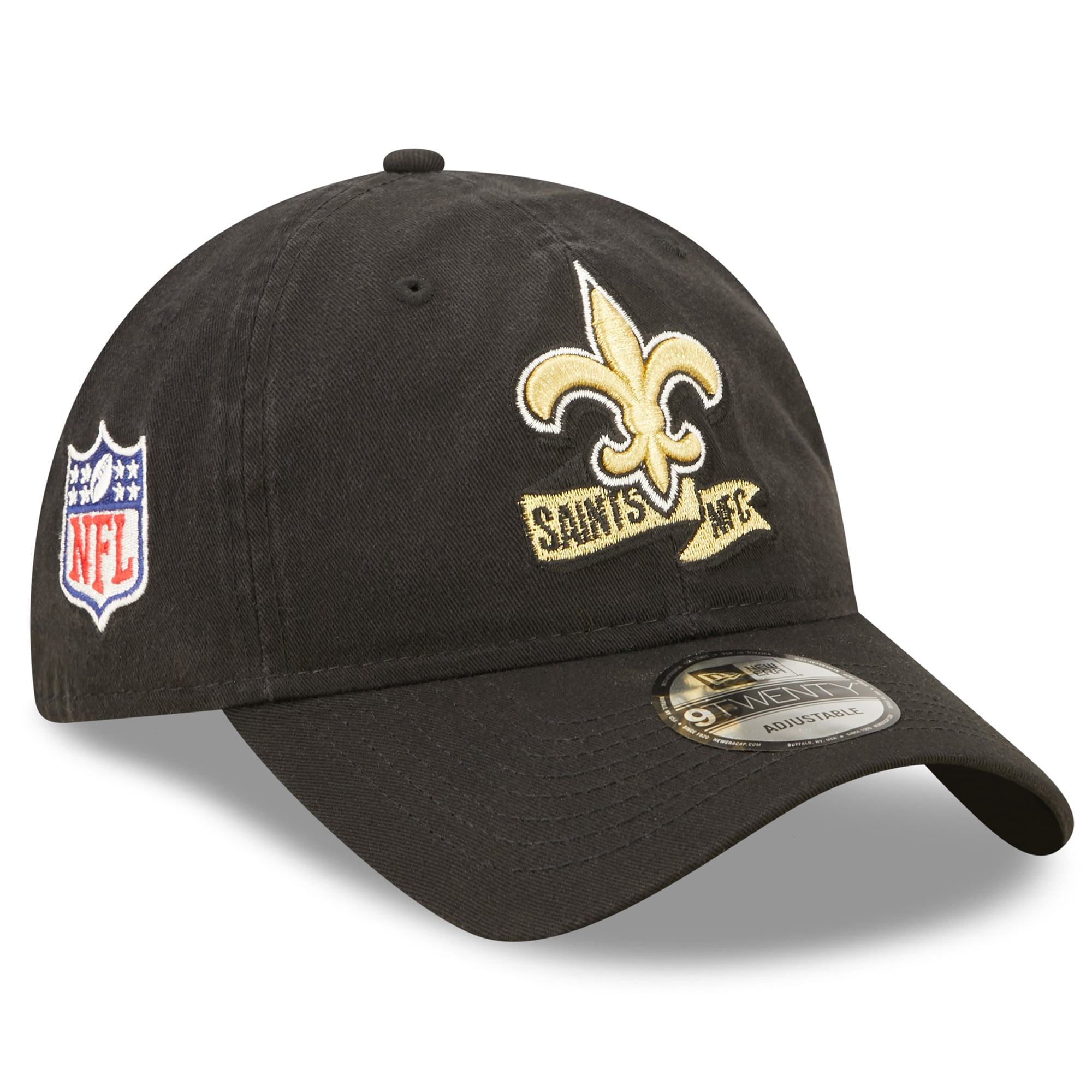 Casquette ajustable New Era 9TWENTY noire pour jeunes, New Orleans Saints 2022.