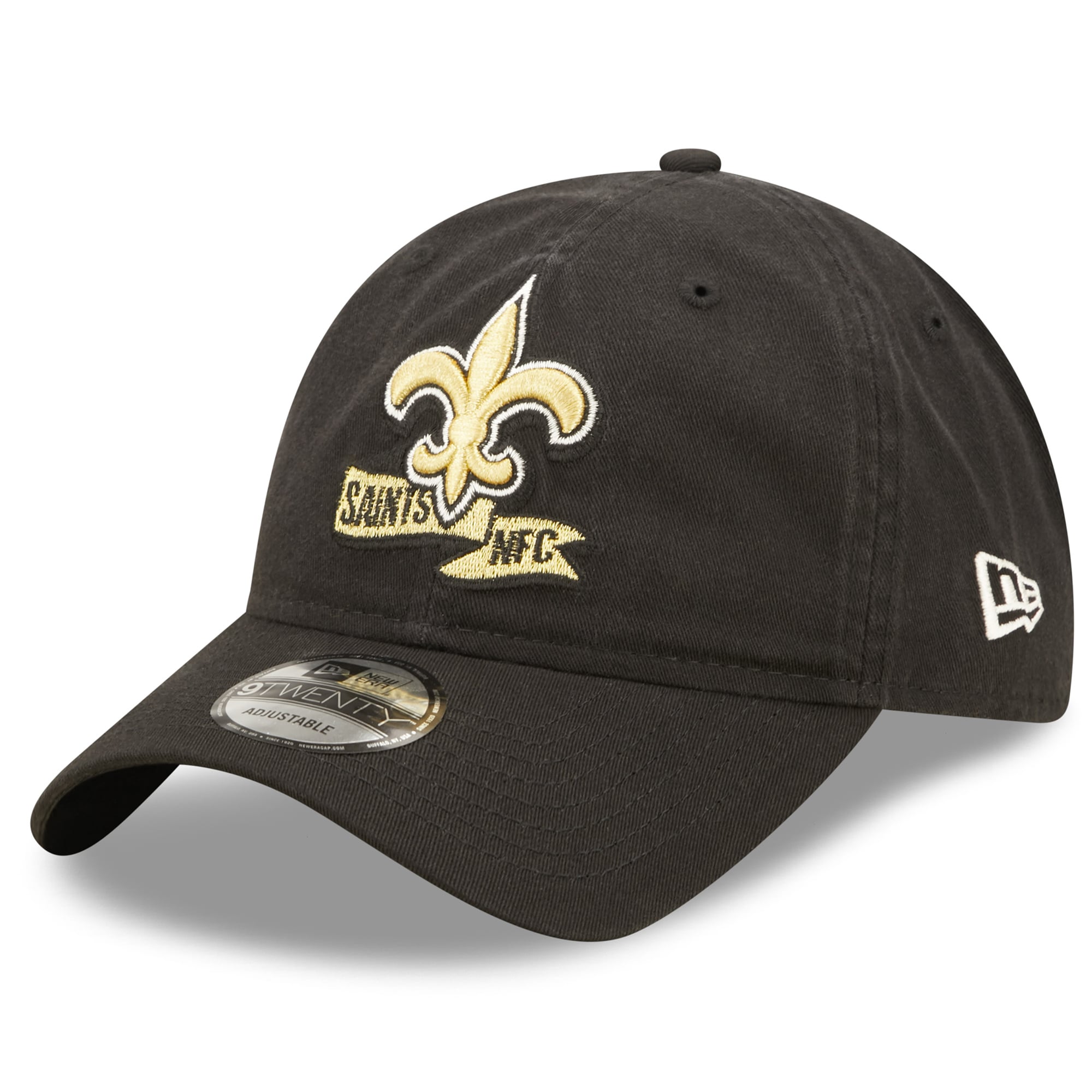 Casquette ajustable New Era 9TWENTY noire pour jeunes, New Orleans Saints 2022.