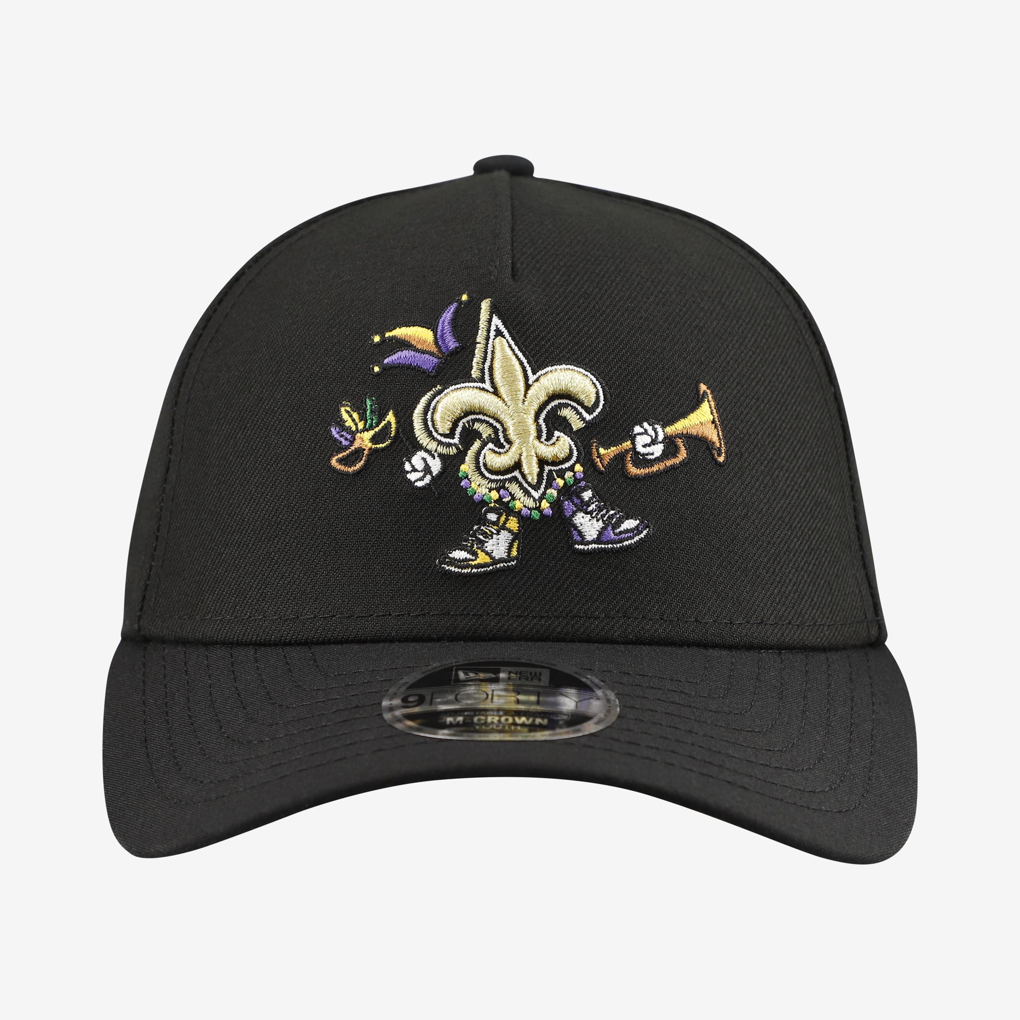 Casquette ajustable New Era 9FORTY noire à motif dessin animé des Saints de la Nouvelle-Orléans pour jeunes