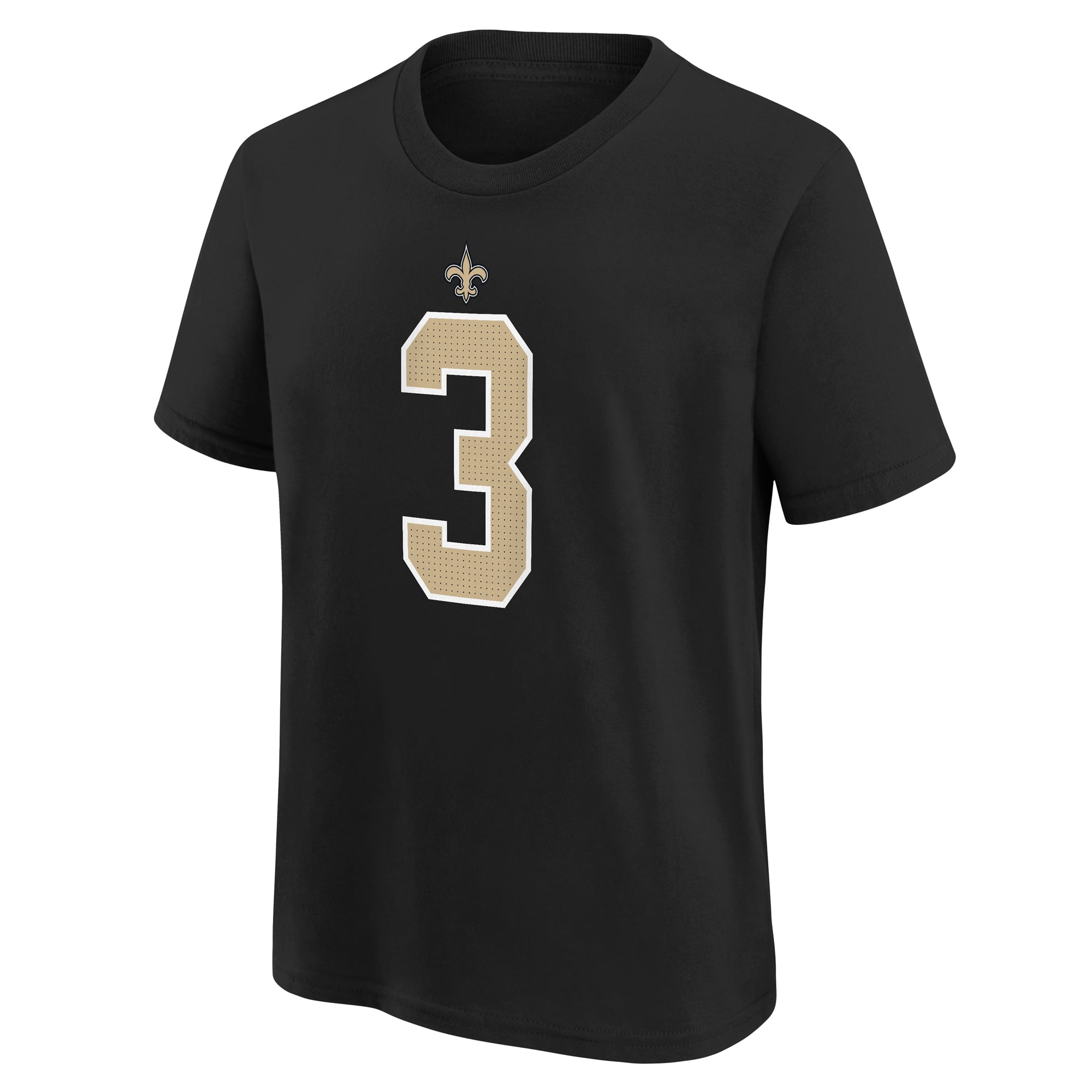 T-shirt Nike Travis Etienne Jr noir pour enfant, nom et numéro des Saints de la Nouvelle-Orléans