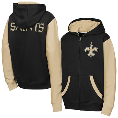 New Orleans Saints Outerstuff Youth Stadium Colorblock Full-Zip Hoodie - Black
