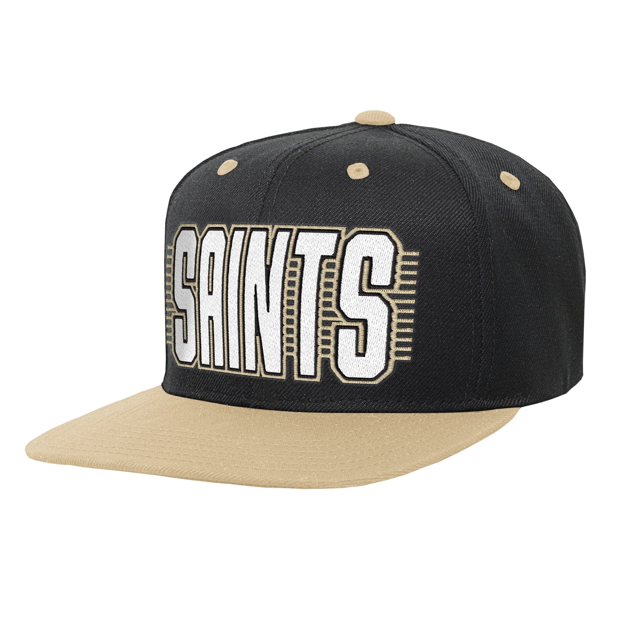 Casquette snapback noire et or des Saints de la Nouvelle-Orléans pour jeunes de la marque Outerstuff