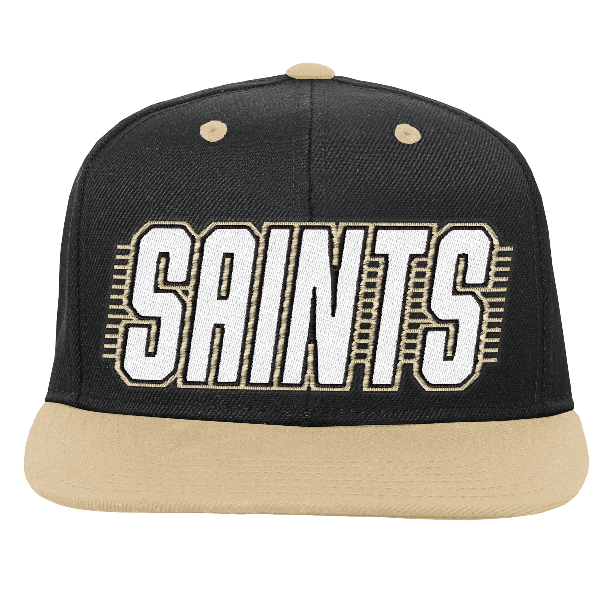 Casquette snapback noire et or des Saints de la Nouvelle-Orléans pour jeunes de la marque Outerstuff