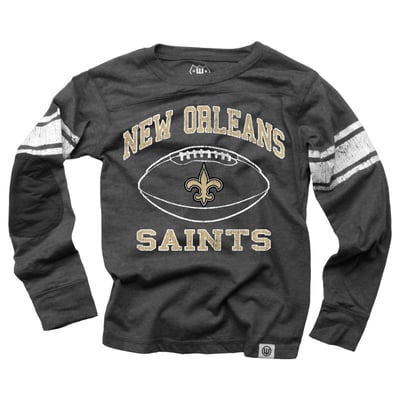New Orleans Saints Wes & Willy Youth Football Long Sleeve T-Shirt - Black