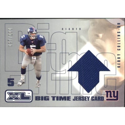 2002 Upper Deck XL Big Time Jerseys Grey Background #BTKC Kerry Collins/100