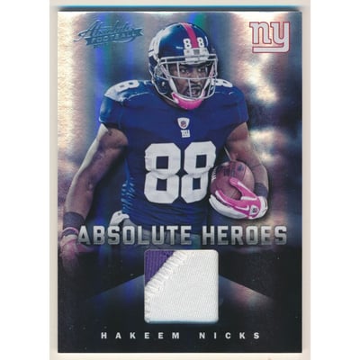 2012 Absolute Absolute Heroes Materials Spectrum Prime #12 Hakeem Nicks/49