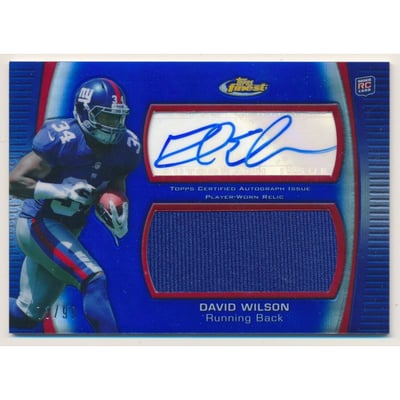 2012 Finest Jumbo Jersey Autographs Blue Refractors #AJRDW David Wilson
