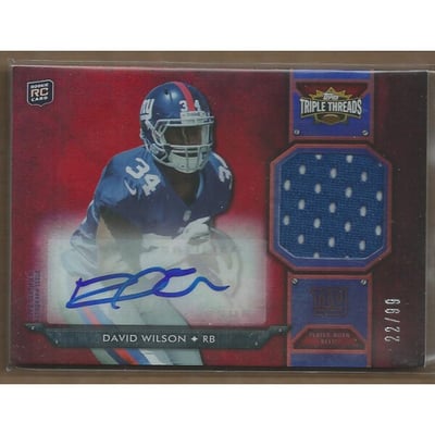 2012 Topps Triple Threads Rookies Autographed Relics #TTRAR52 David Wilson