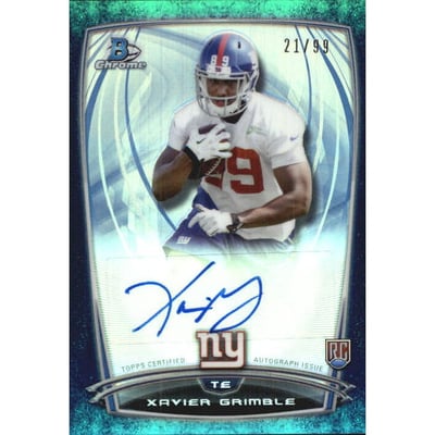 2014 Bowman Chrome Rookie Autographs Bubbles Refractors #RCRAXG Xavier Grimble