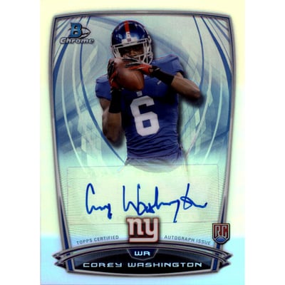 2014 Bowman Chrome Rookie Autographs Refractors #RCRACW Corey Washington