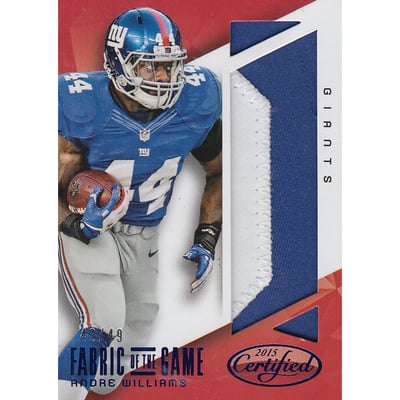 2015 Certified Fabric of the Game Prime #FOTGAW Andre Williams/49