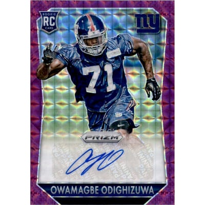 2015 Panini Prizm Rookie Autographs Prizms Violet Mosaic #RSOO Owamagbe Odighizuwa/50