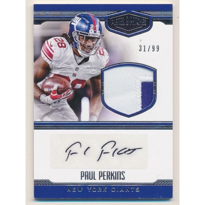 2016 Panini Plates and Patches Rookie Patch Autographs #39 Paul Perkins/99