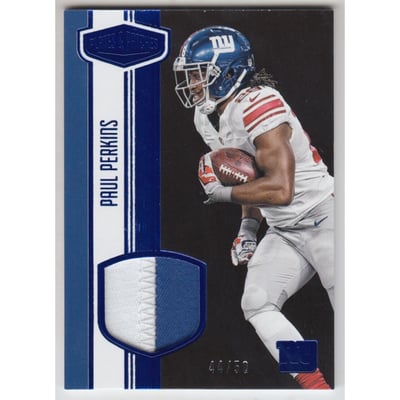 2016 Panini Plates and Patches Rookie Patches Blue #30 Paul Perkins