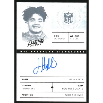 2023 Prestige NFL Passport Signatures #20 Jalin Hyatt