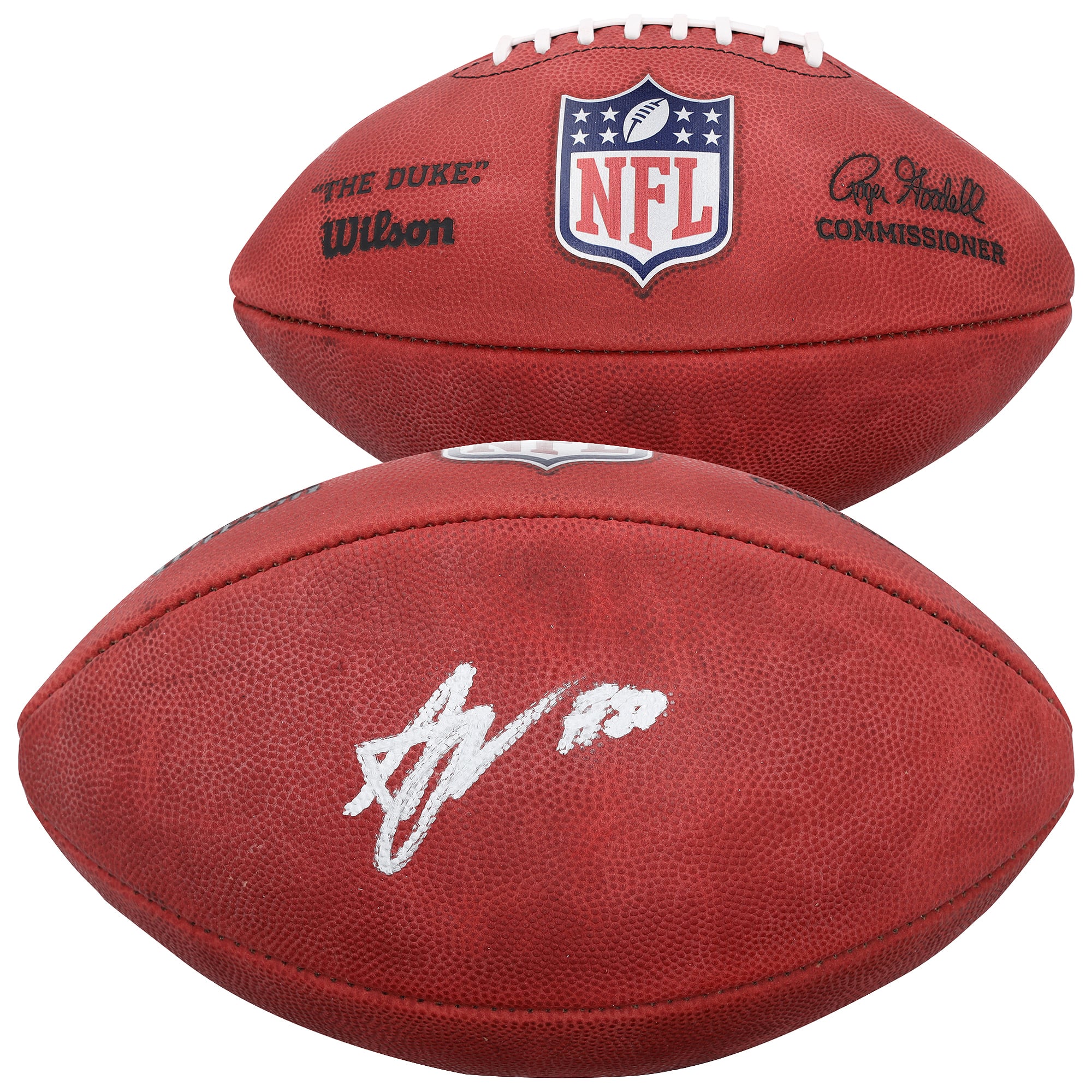 Ballon de football Wilson Duke en couleur, autographié par Arvell Reese, des Giants de New York.