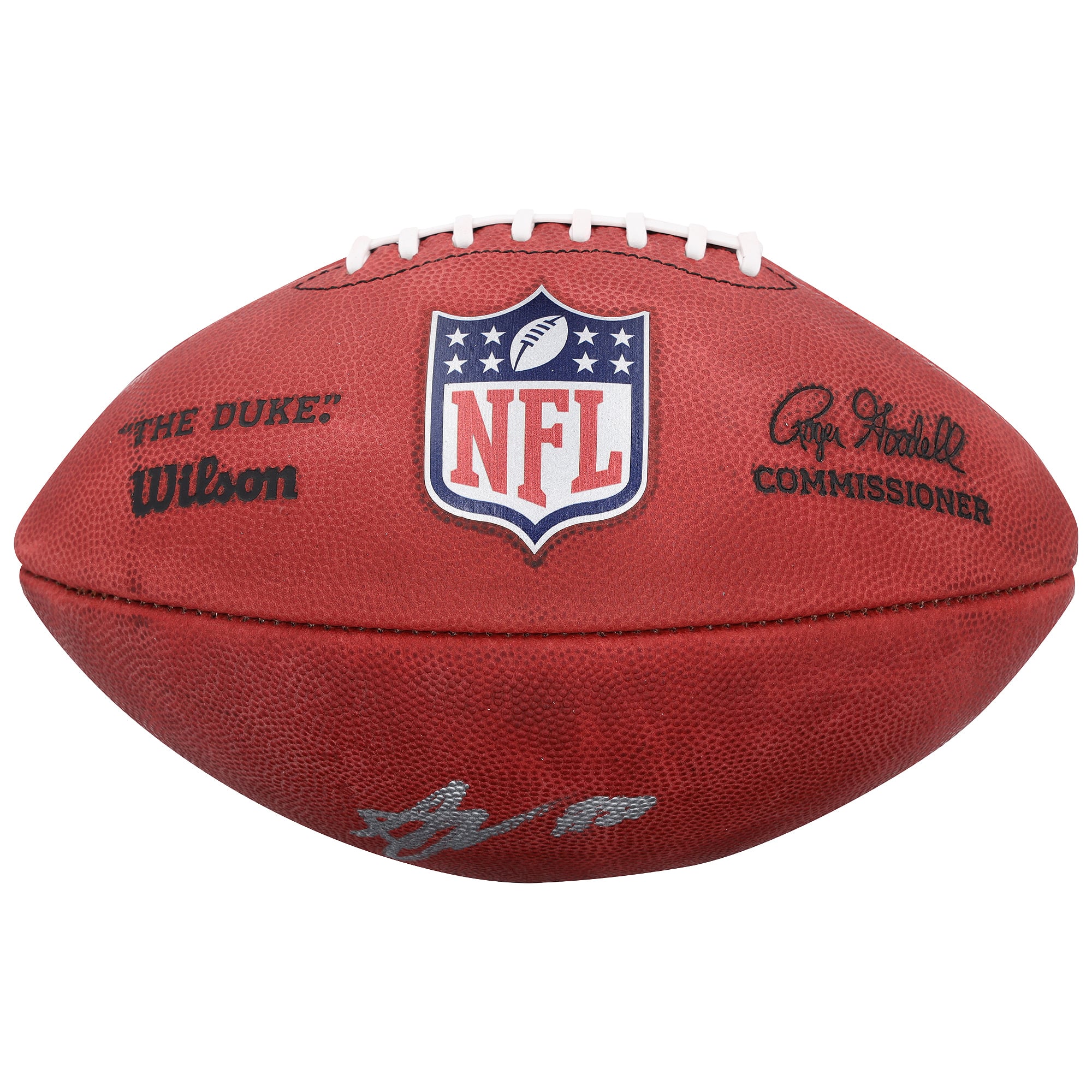 Ballon de football Wilson Duke en couleur, autographié par Arvell Reese, des Giants de New York.
