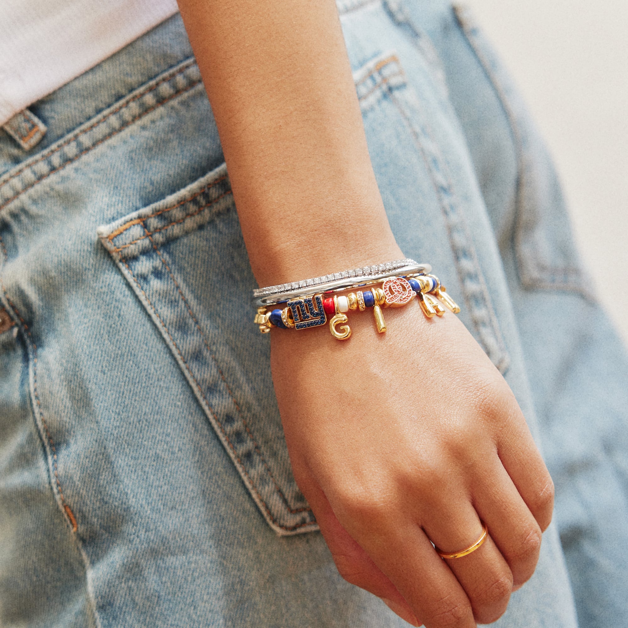 BaubleBar New York Giants Motif Beaded Bracelet