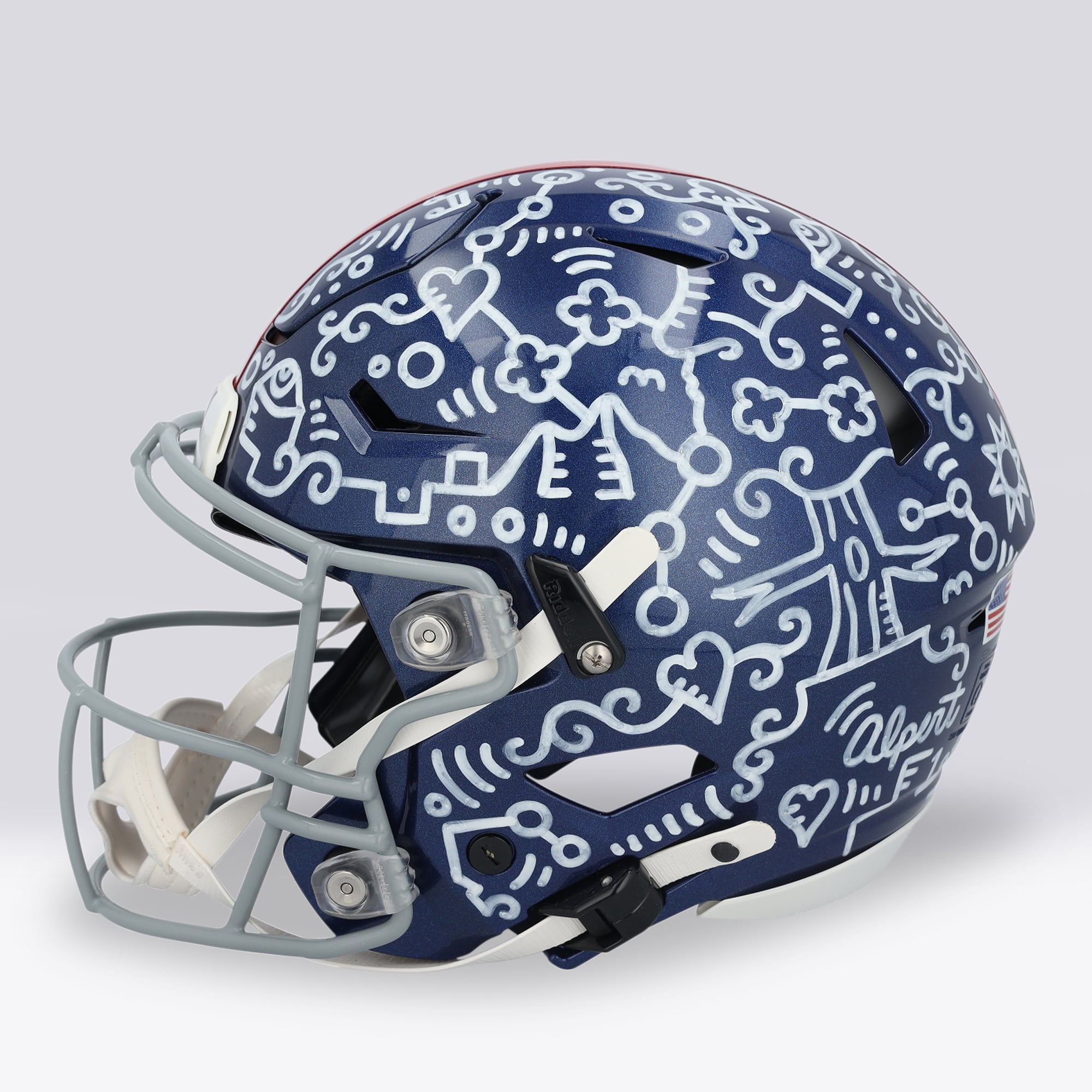 Casque Riddell Speed ​​Flex Authentic autographié par Cam Skattebo (New York Giants) - Illustration d'Alex Alpert - Édition limitée n° 1/1 - UW25