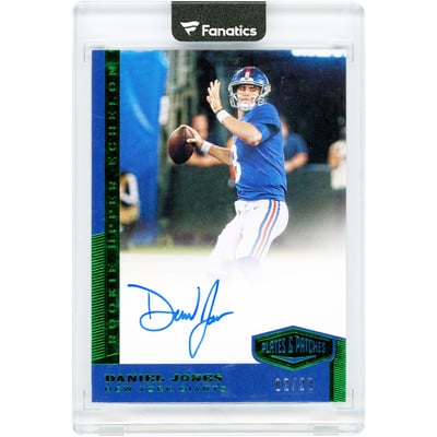 Daniel Jones New York Giants Autographed 2019 Panini Plates & Patches Rookie Upper Echelon #UE-DJO #2/20 Rookie Card