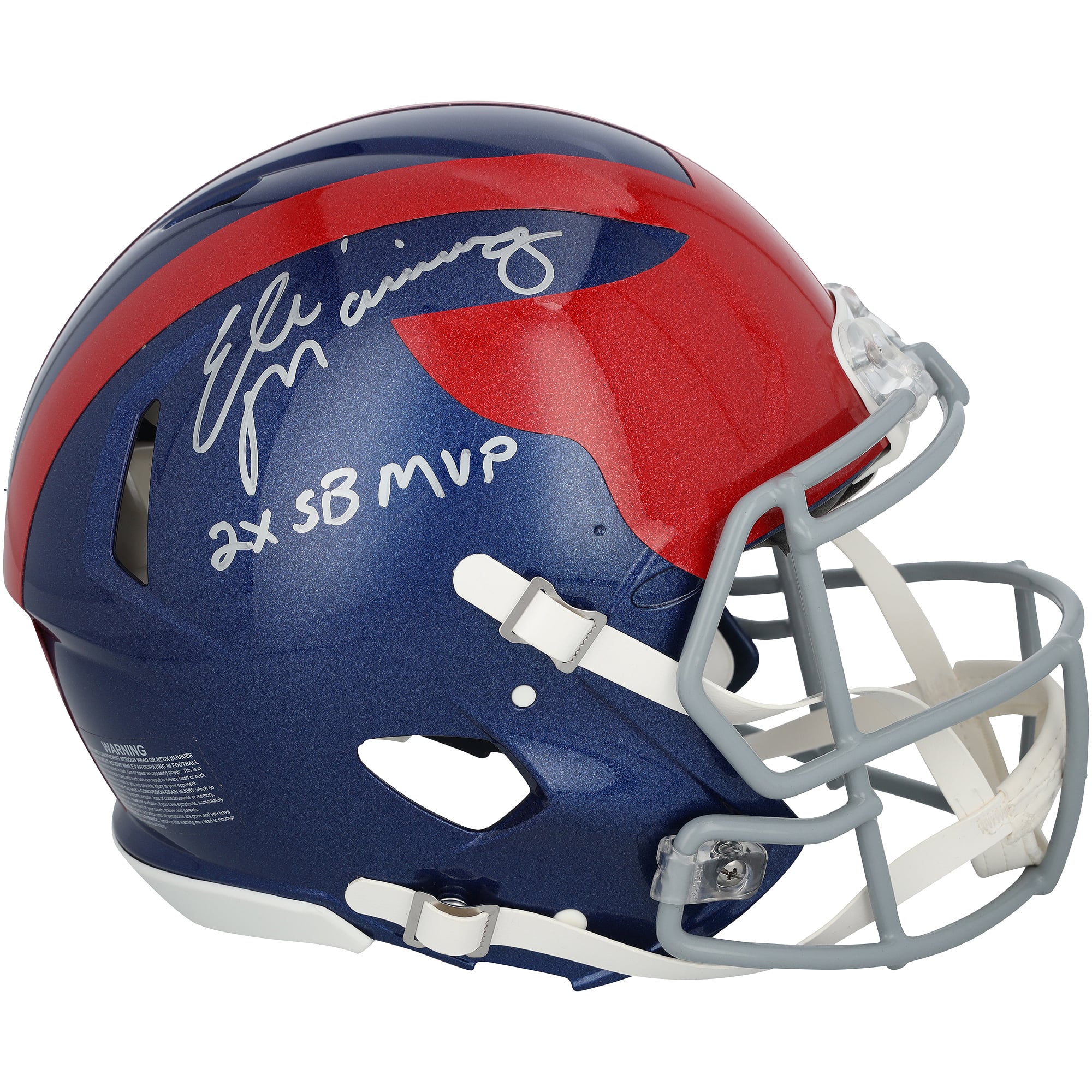 Casque Riddell Alternate Speed ​​Authentic 2024 autographié par Eli Manning des New York Giants avec inscription « 2x MVP du Super Bowl »