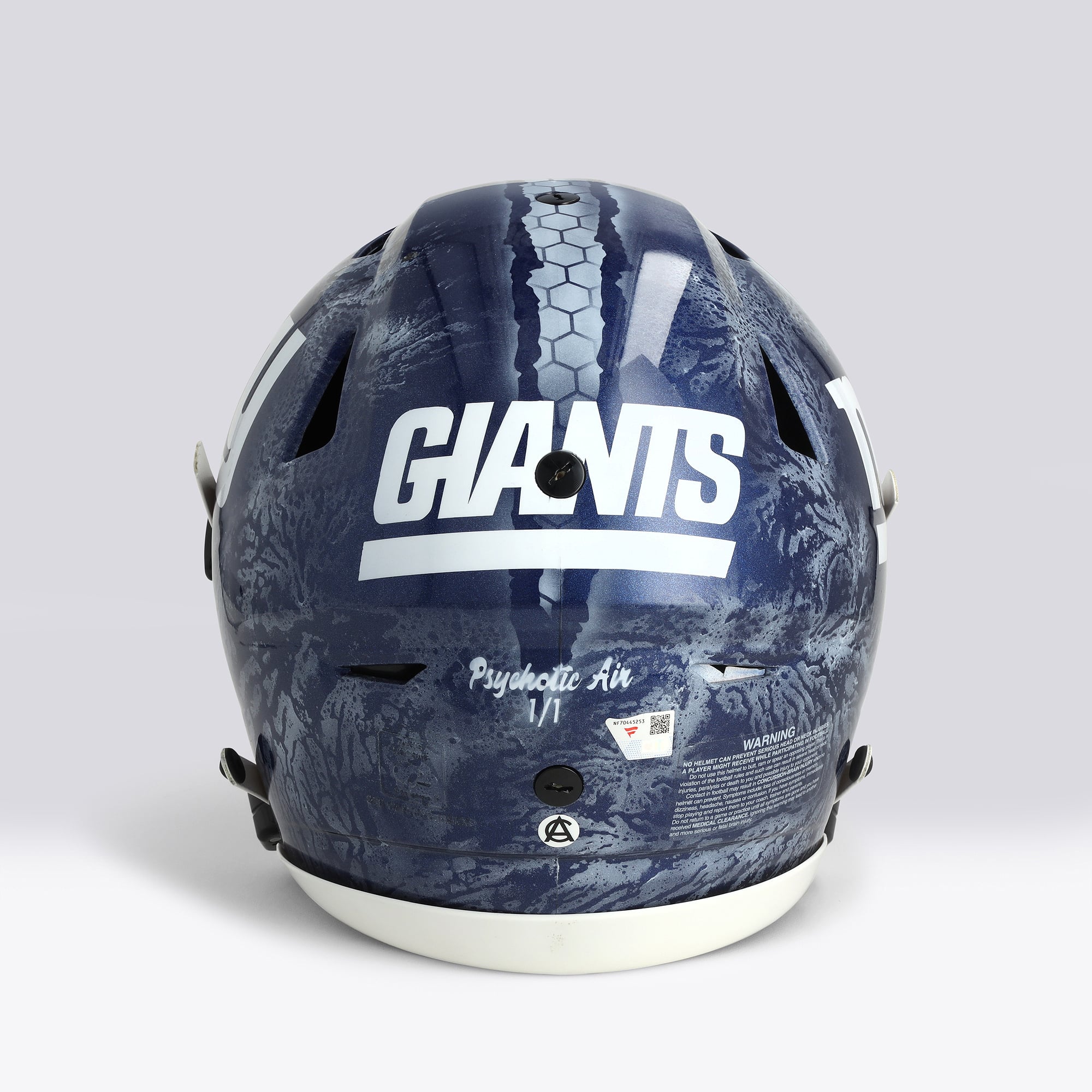 Casque Riddell Speed Flex Authentic autographié par Eli Manning (New York Giants) - Illustration par Art Cabal
