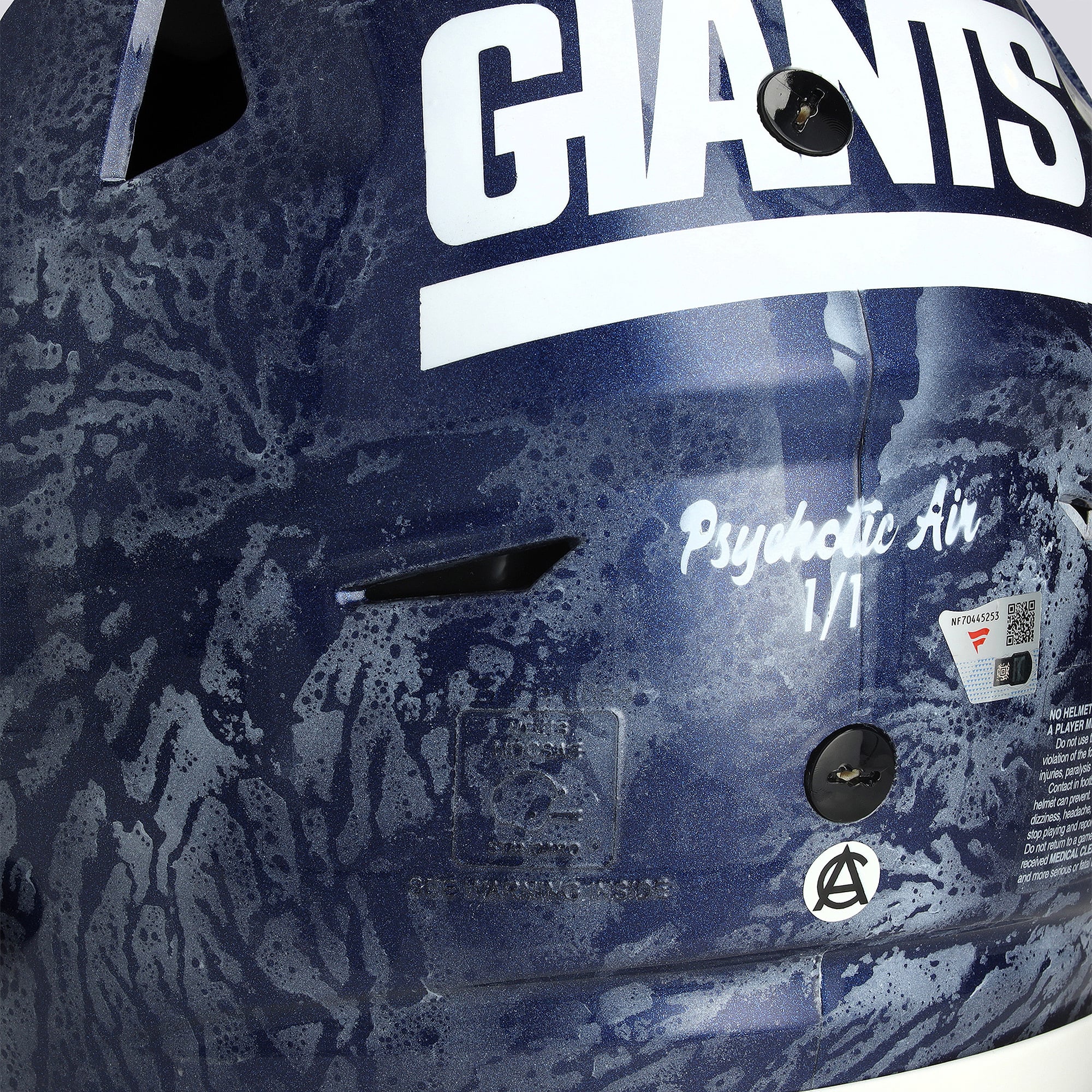 Casque Riddell Speed Flex Authentic autographié par Eli Manning (New York Giants) - Illustration par Art Cabal