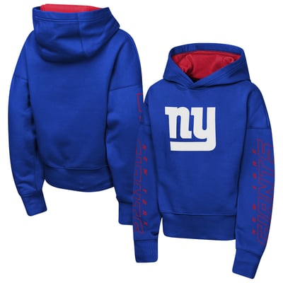 New York Giants Outerstuff Girls Youth Miss Tailgate Color Block Hoodie - Royal