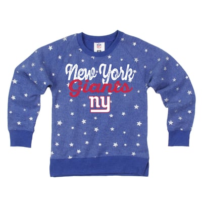  New York Giants Wes & Willy Girls Youth Shimmer Star Sweatshirt - Royal